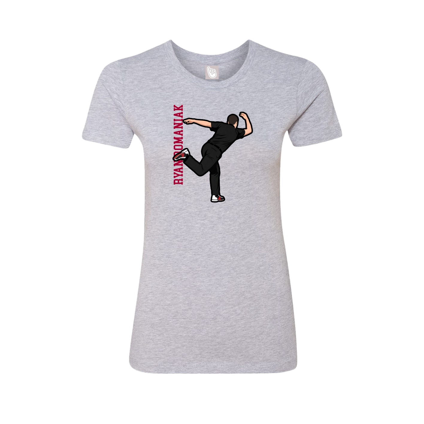 Fitted Women's Tee — Name Vertical in Grey
