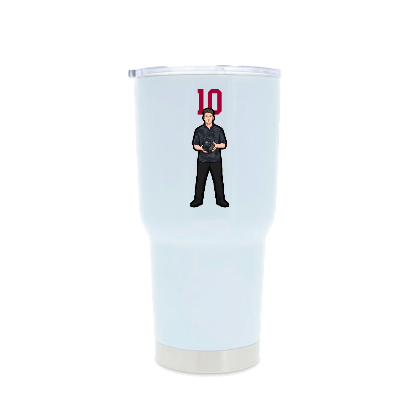 30oz Stainless Steel Tumbler — Number Top in White