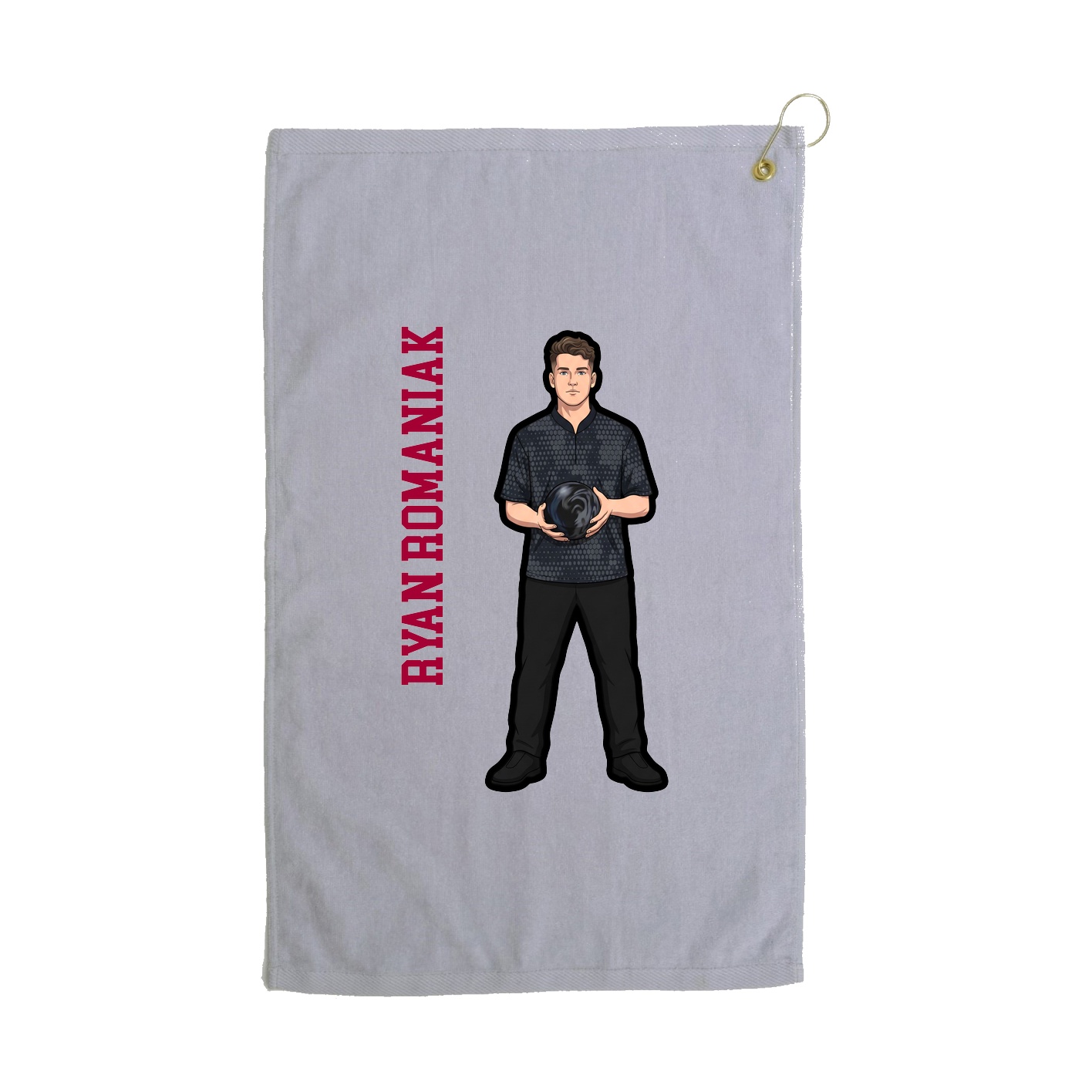 Golf Towel — Name Vertical in Grey
