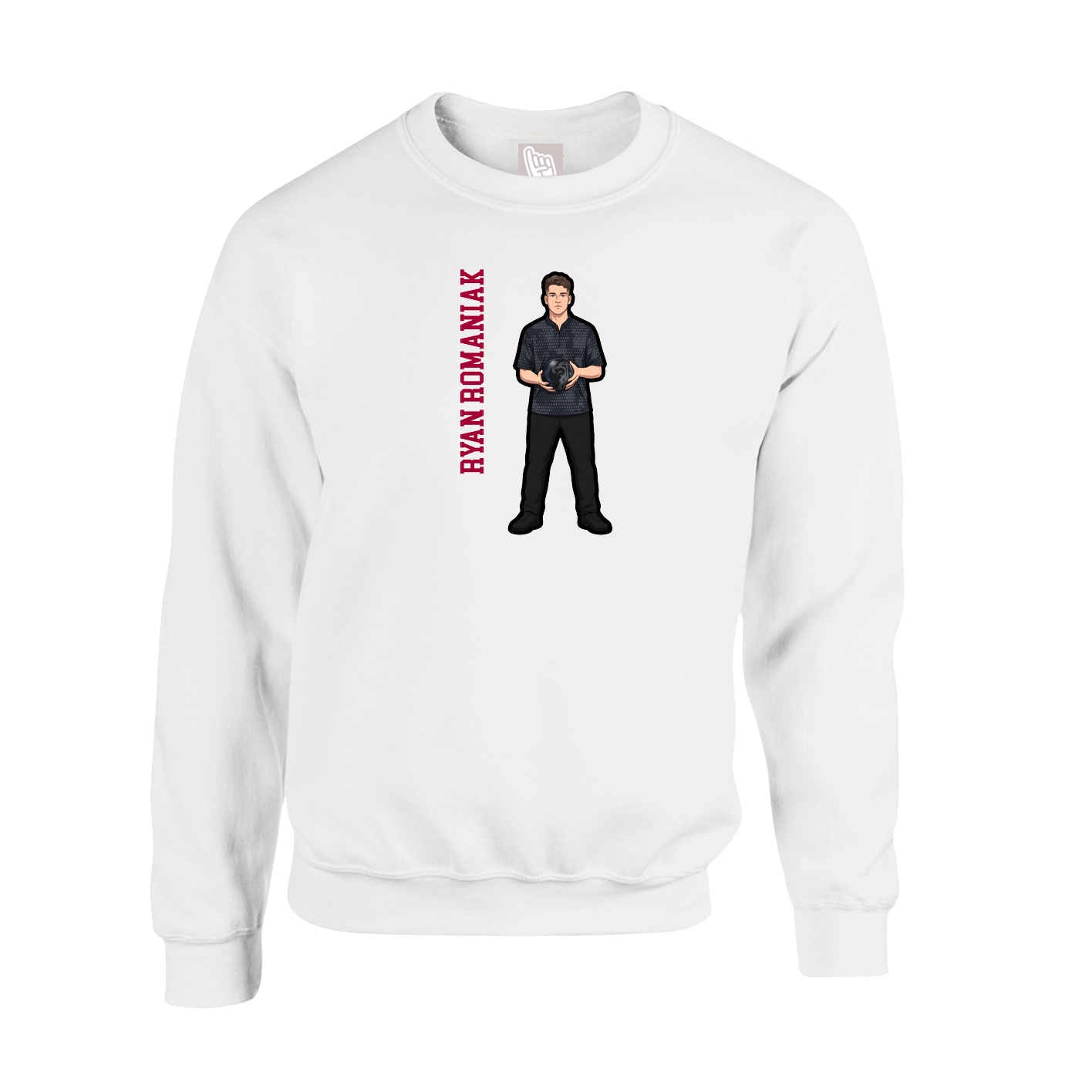 Fleece Crew — Name Vertical in White