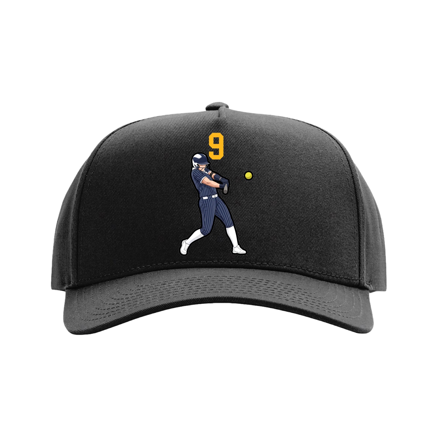 Full Fabric Five-Panel Champ Cap — Number Top in Black