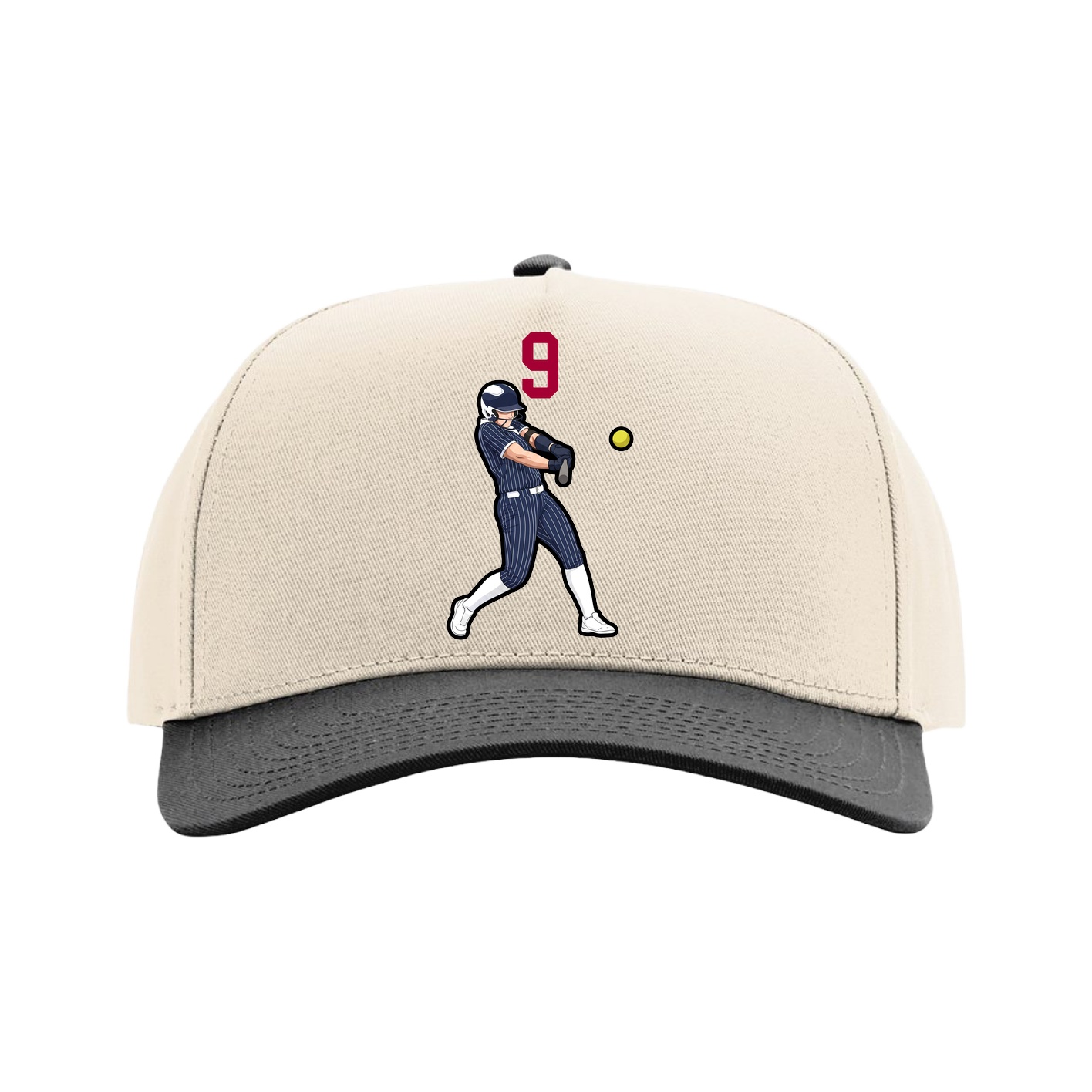 Full Fabric Five-Panel Champ Cap — Number Top in Cream/Black