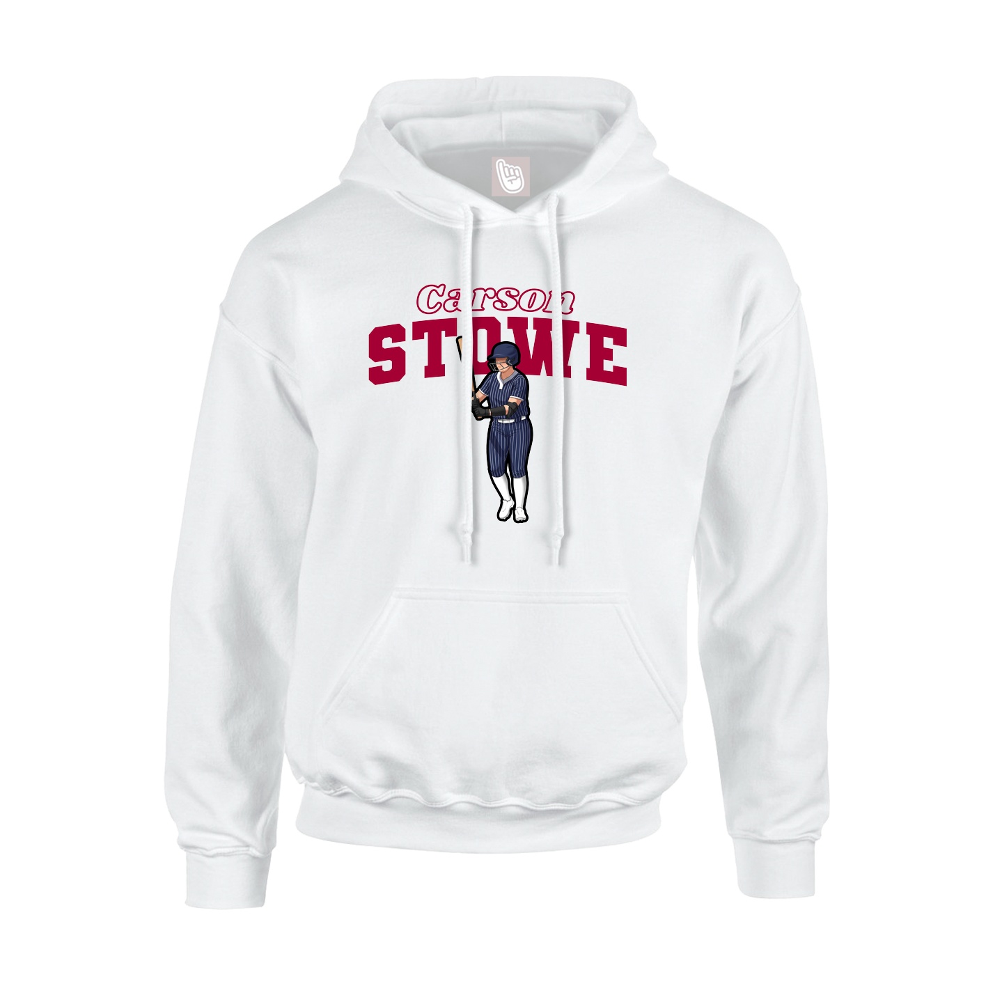 Youth Hoodie — Name Arch in White
