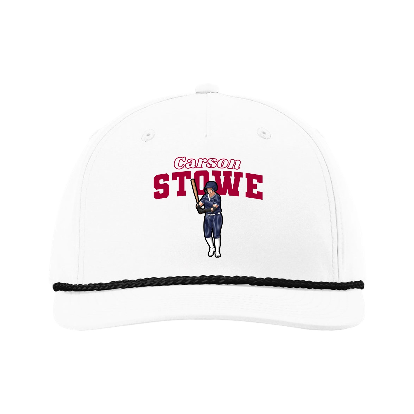 Five-Panel Classic Rope Cap — Name Arch in White