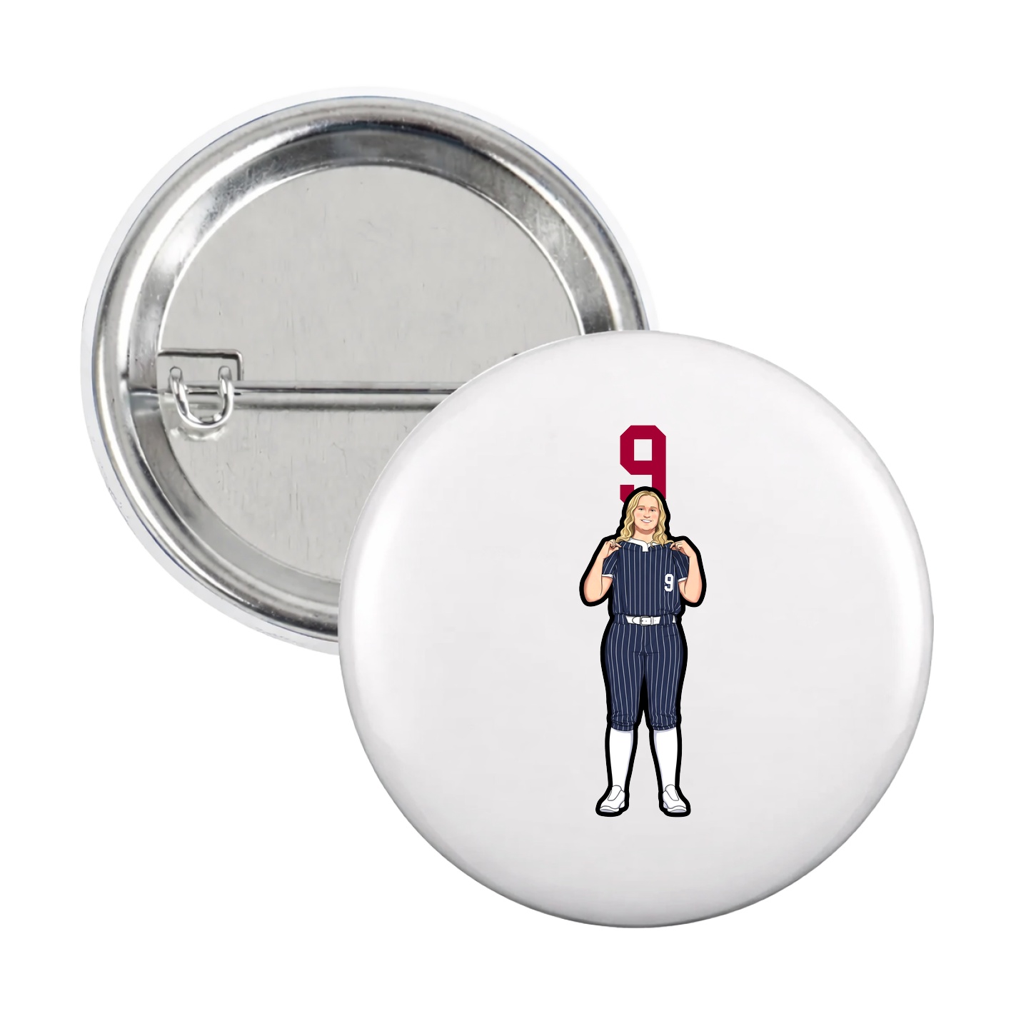 Game Day Button — Number Top in White