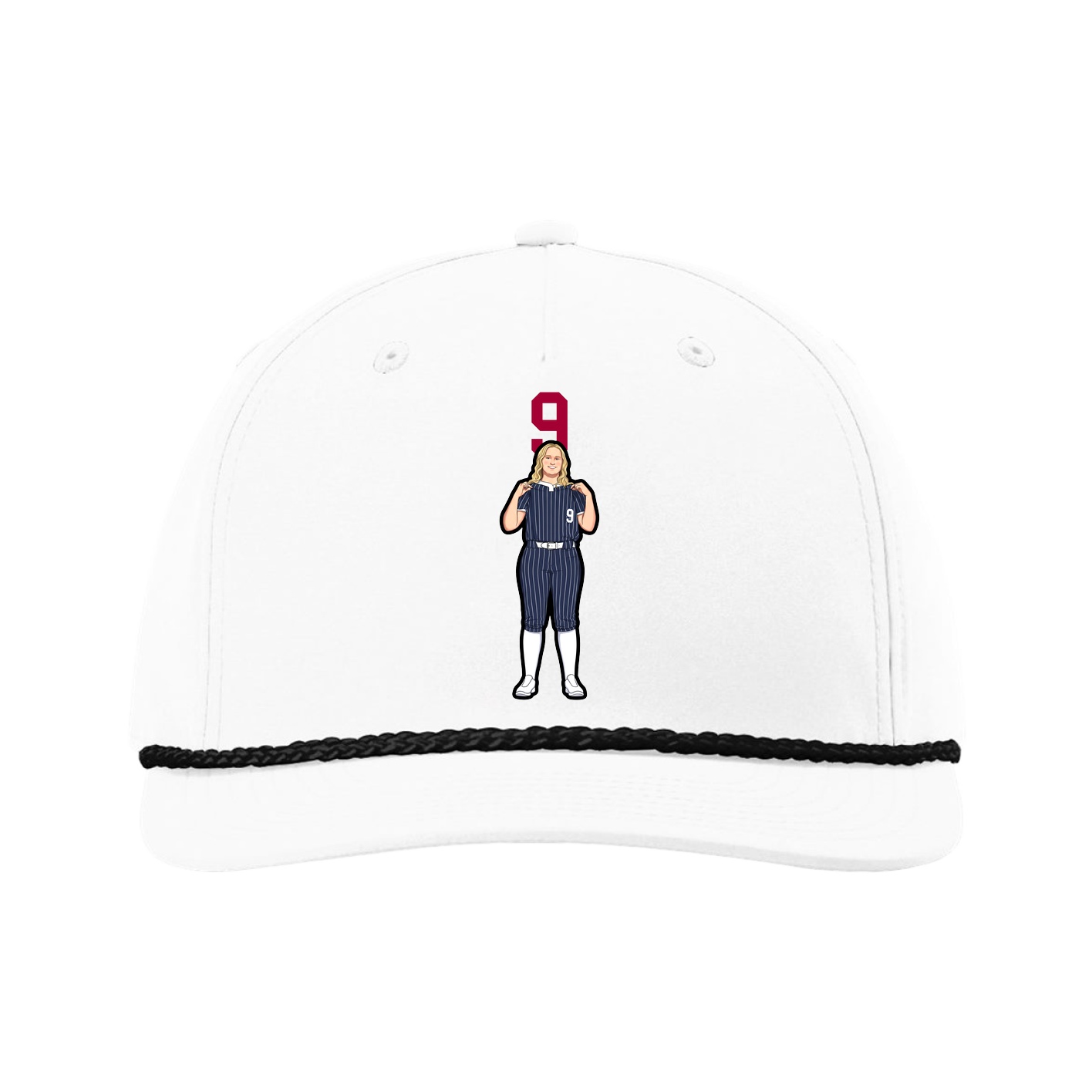 Five-Panel Classic Rope Cap — Number Top in White
