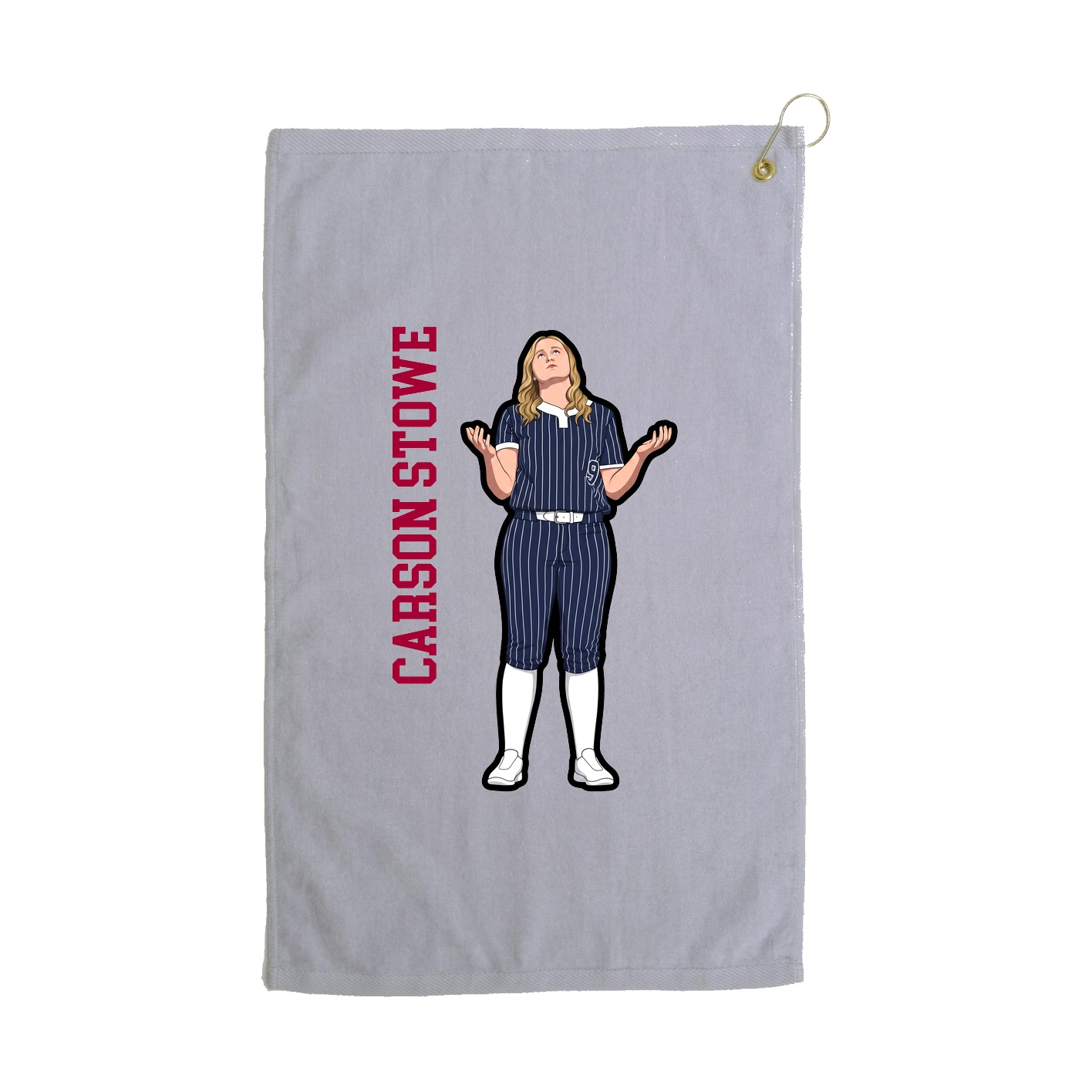 Golf Towel — Name Vertical in Grey