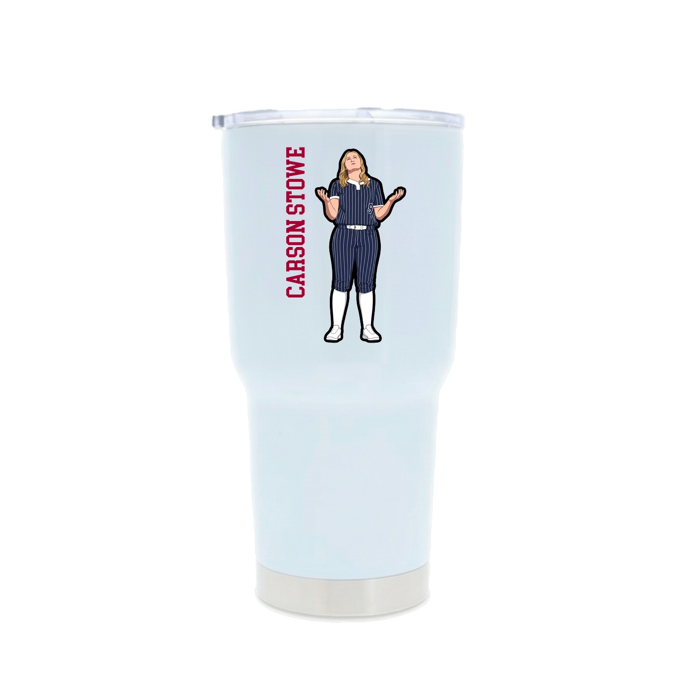 30oz Stainless Steel Tumbler — Name Vertical in White