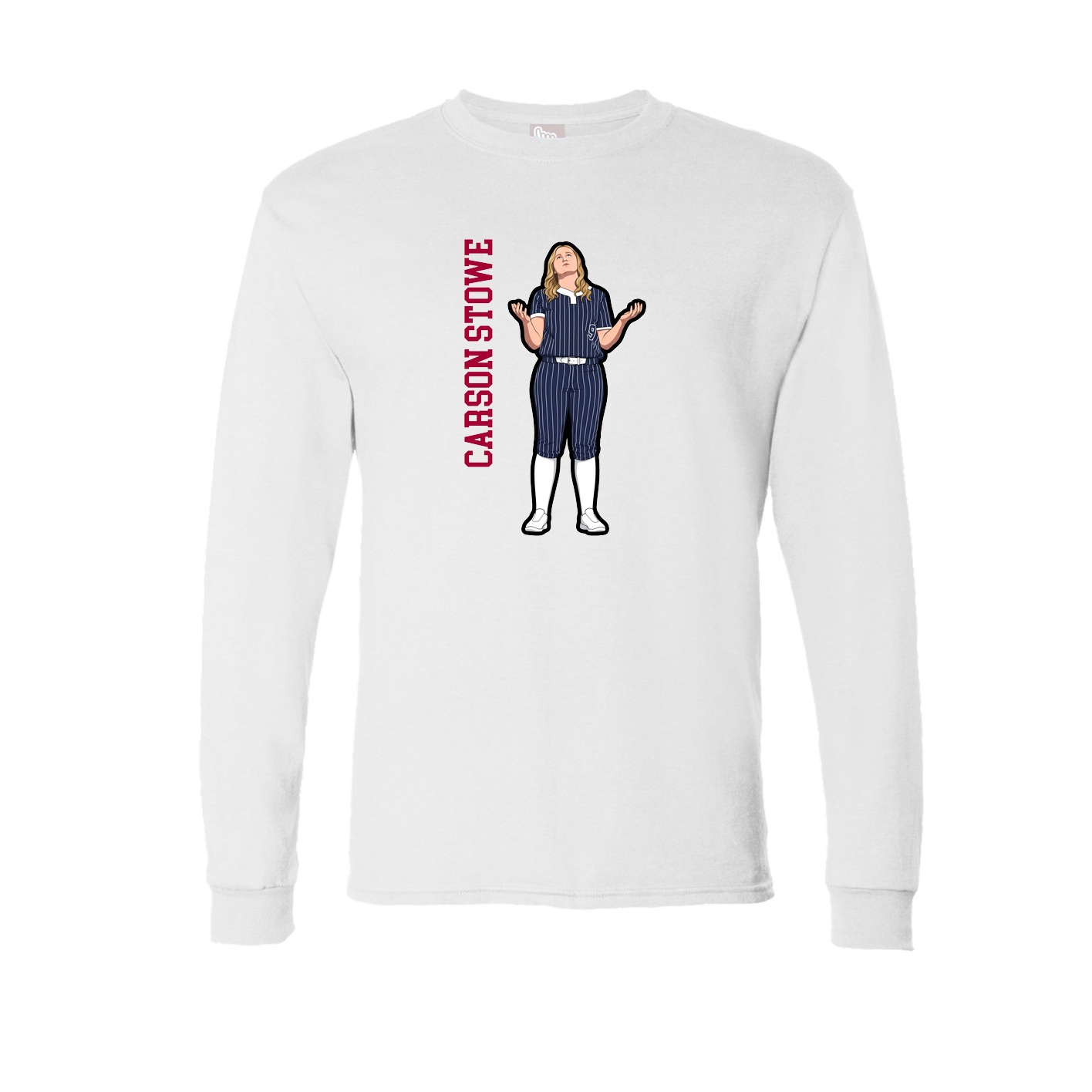 Long Sleeve Tee — Name Vertical in White