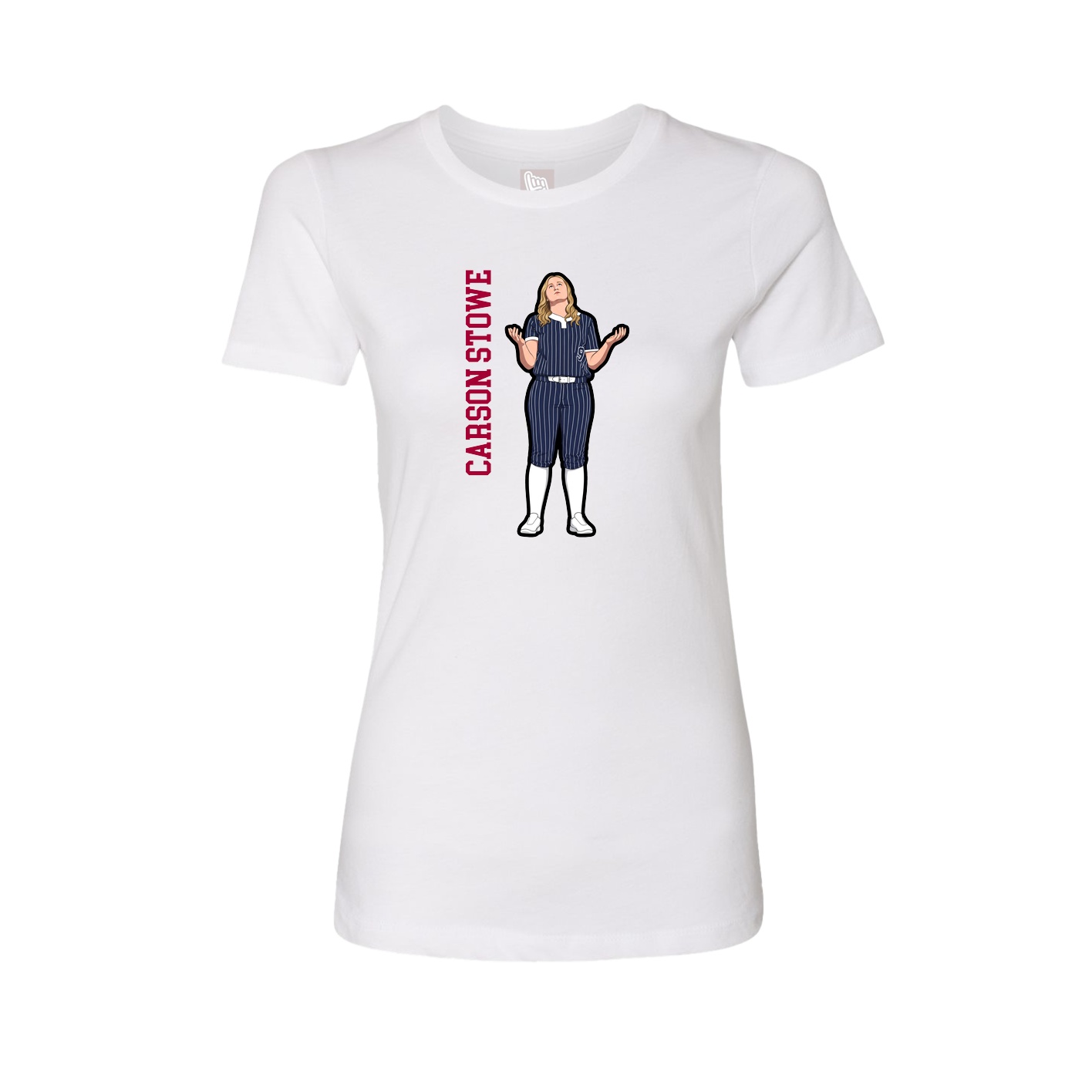 Womens Tee — Name Vertical in White