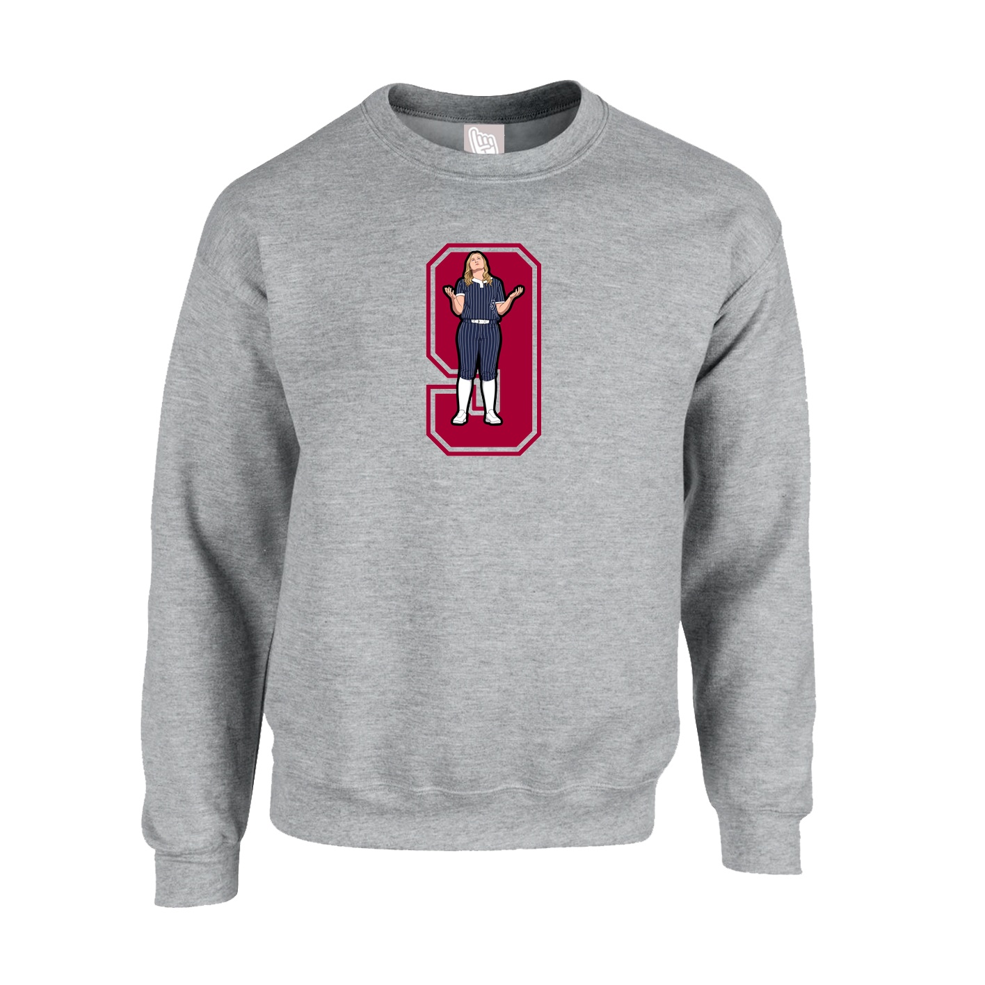Fleece Crew — Number in Grey