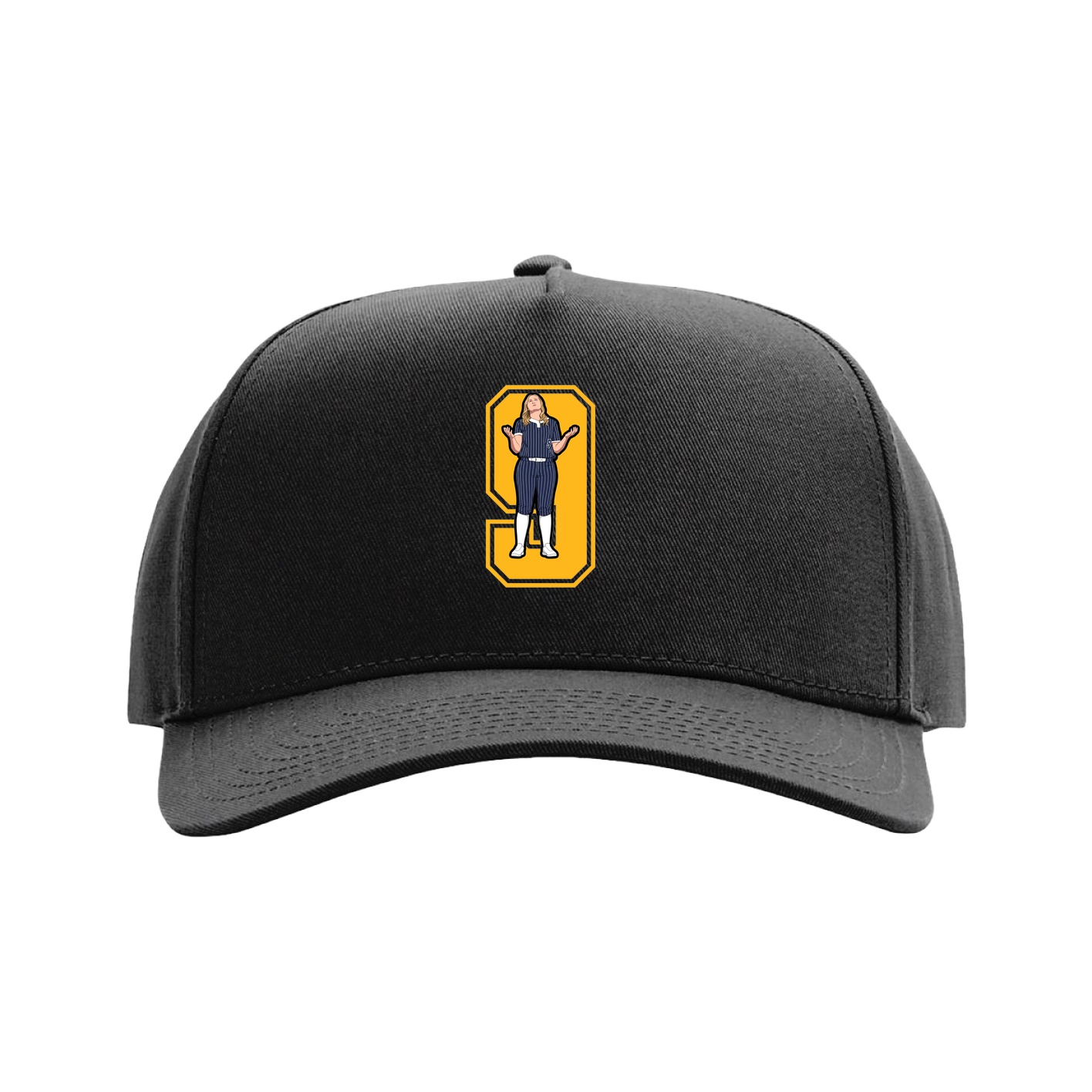 Full Fabric Five-Panel Champ Cap — Number in Black