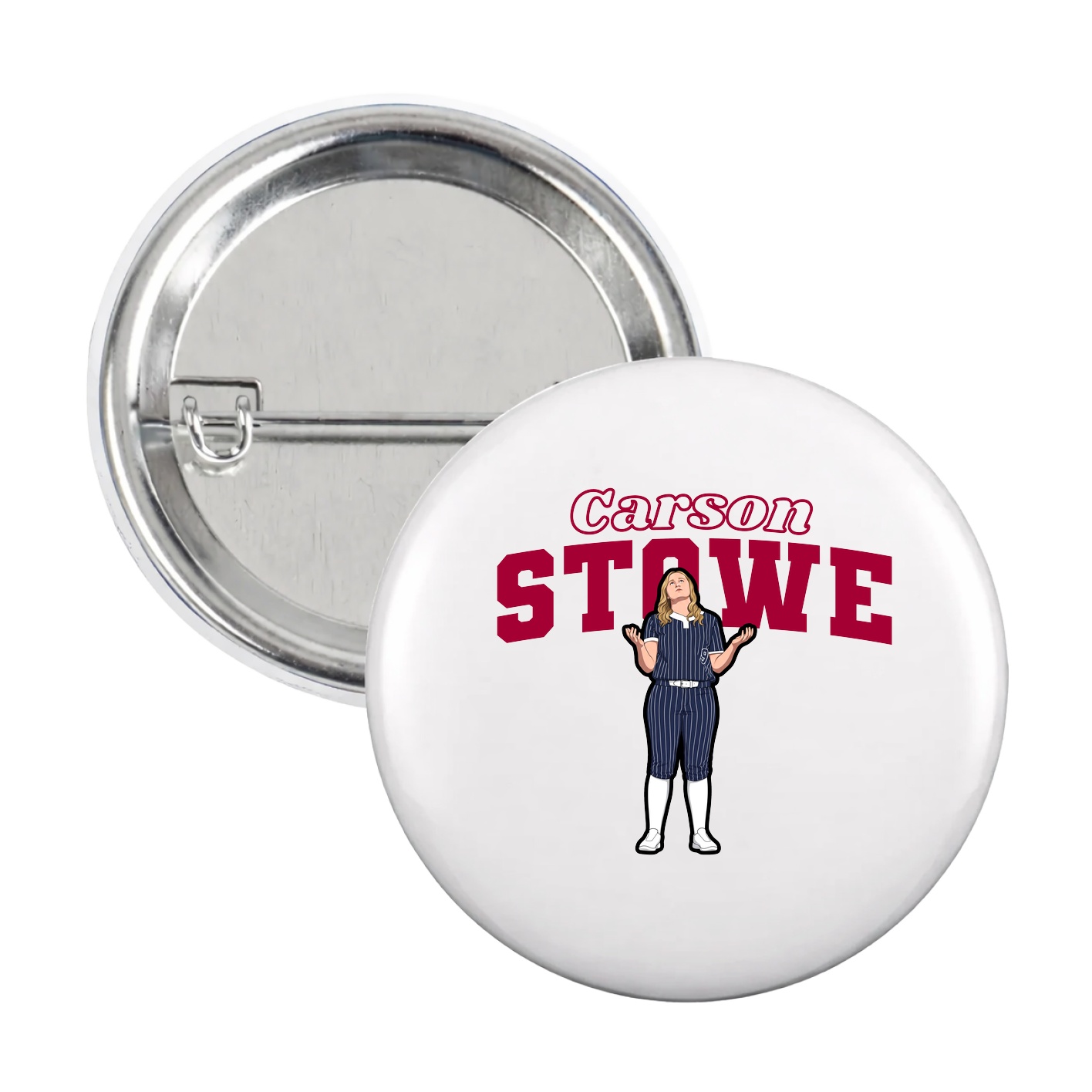 Game Day Button — Name Arch in White