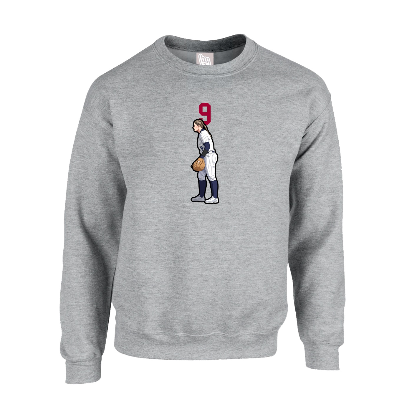 Fleece Crew — Number Top in Grey
