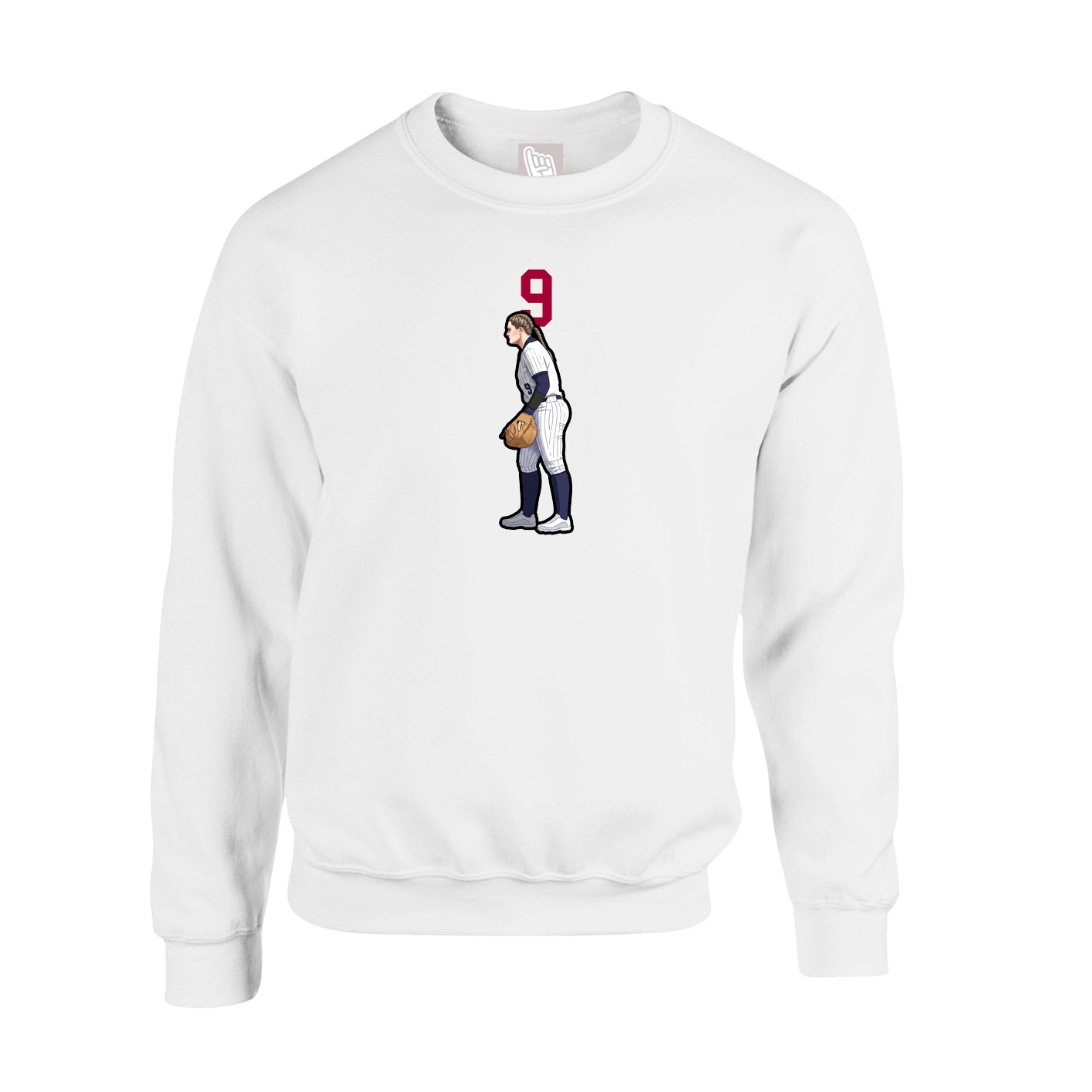 Fleece Crew — Number Top in White