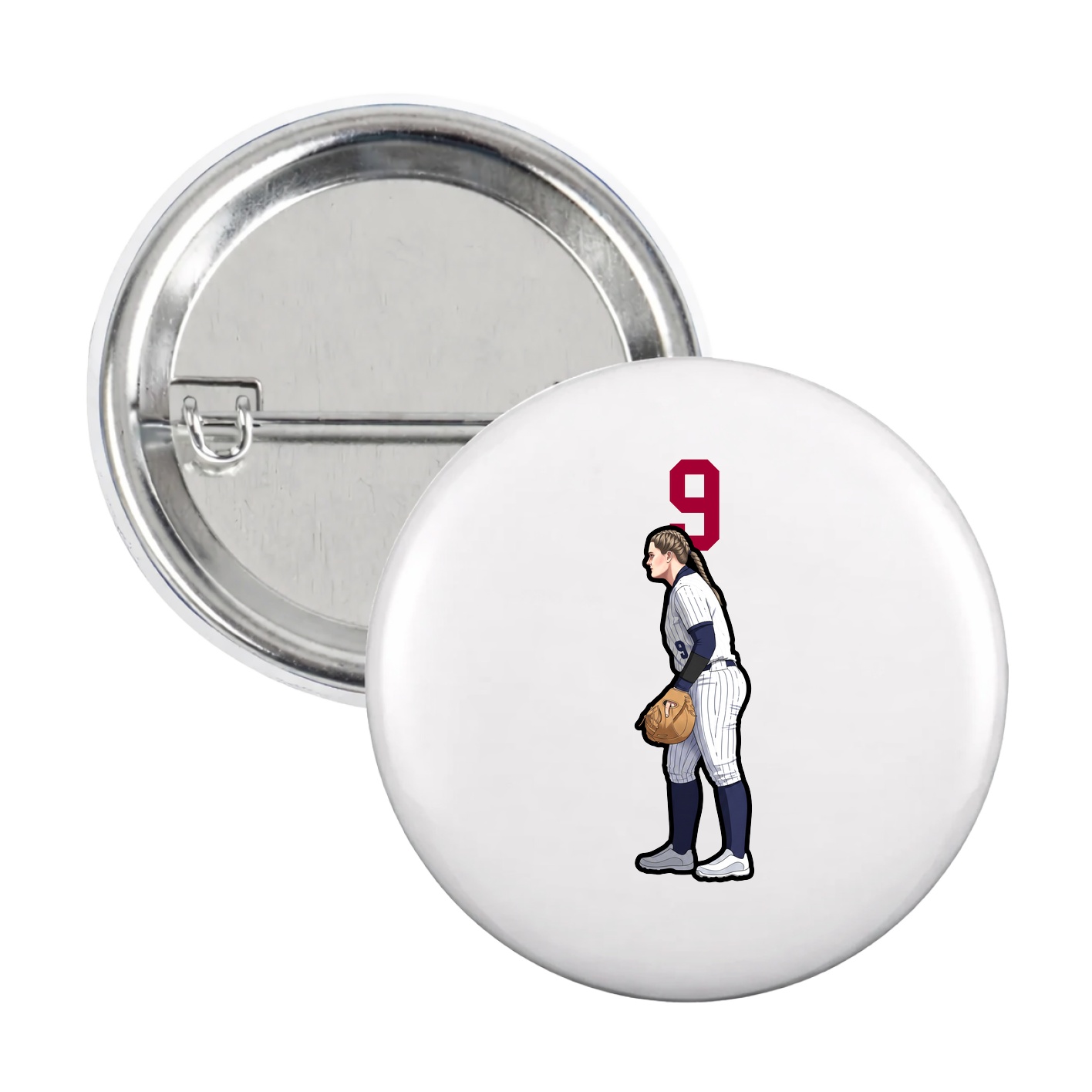 Game Day Button — Number Top in White