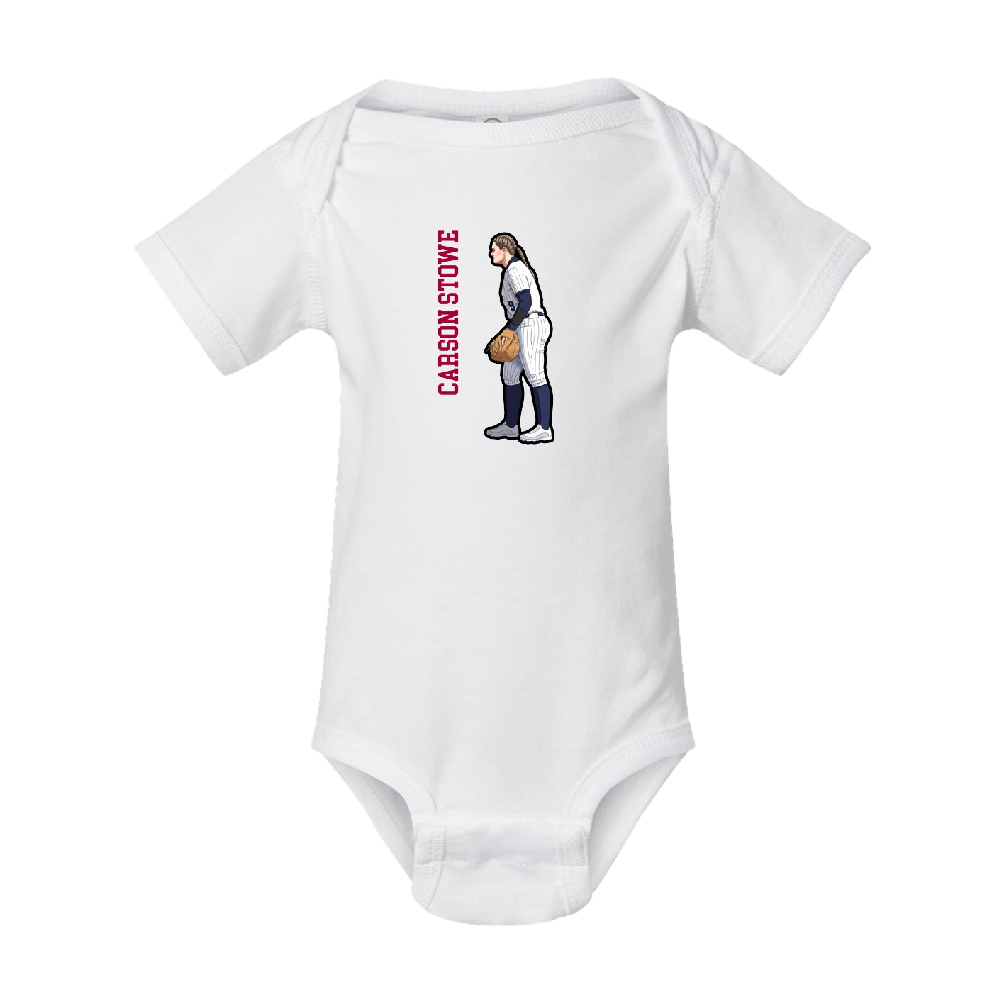 Baby Onesie — Name Vertical in White