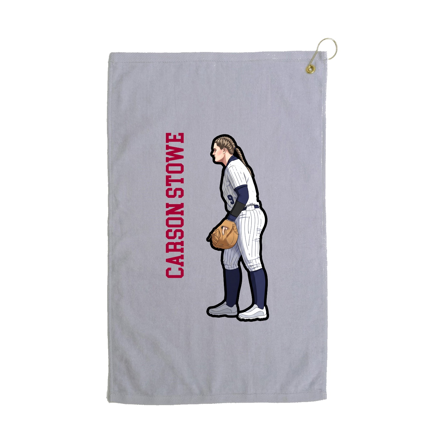 Golf Towel — Name Vertical in Grey