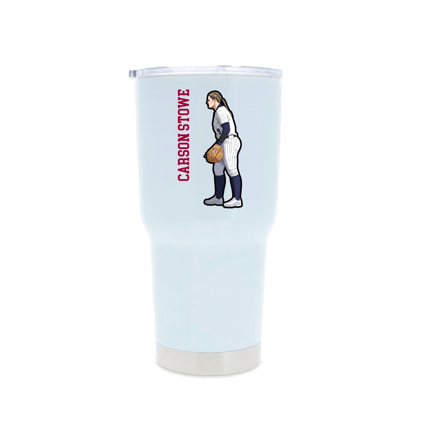 30oz Stainless Steel Tumbler — Name Vertical in White