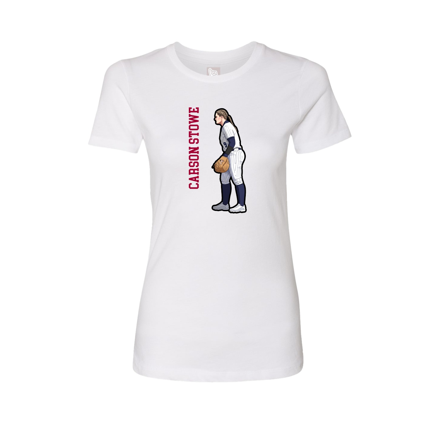 Womens Tee — Name Vertical in White