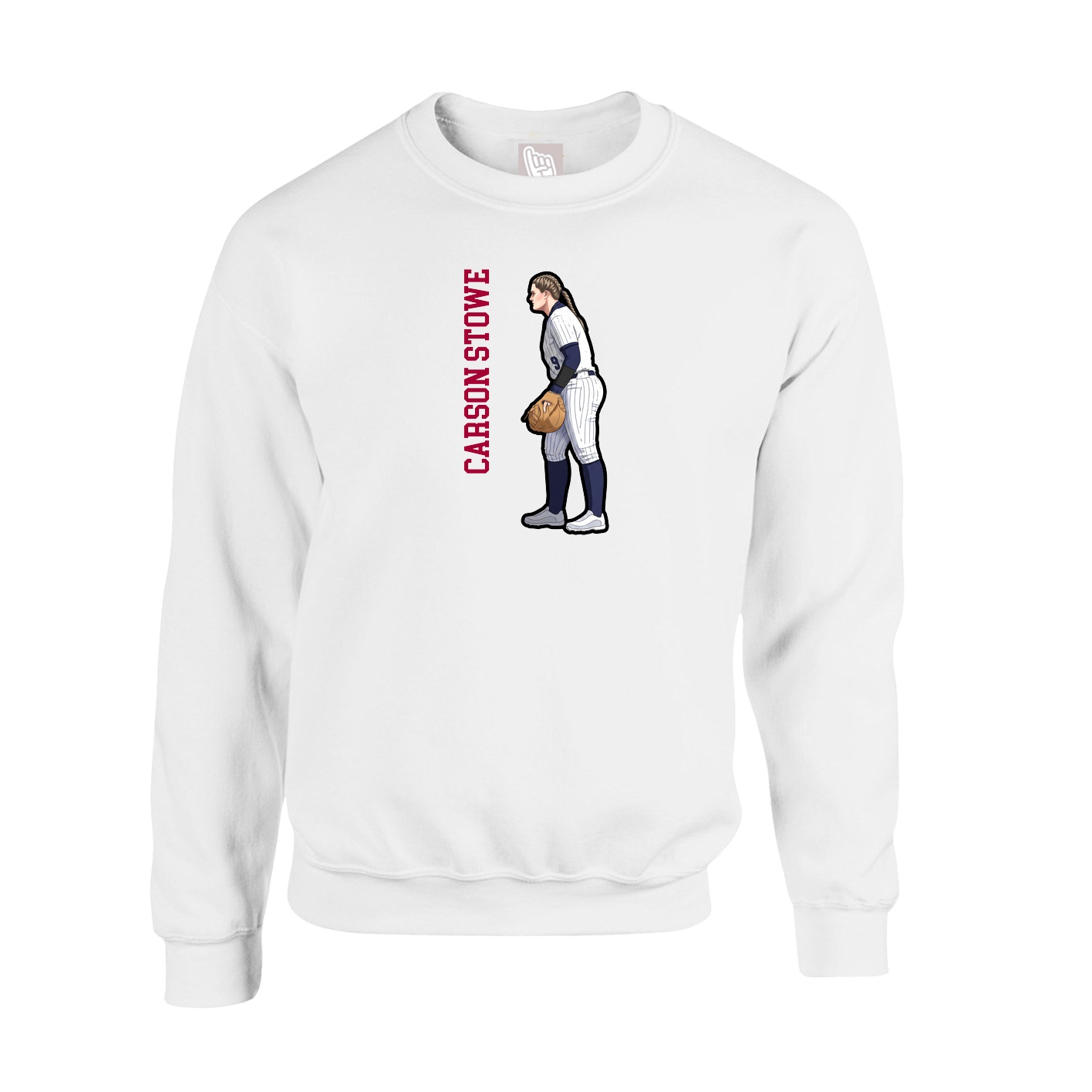 Fleece Crew — Name Vertical in White