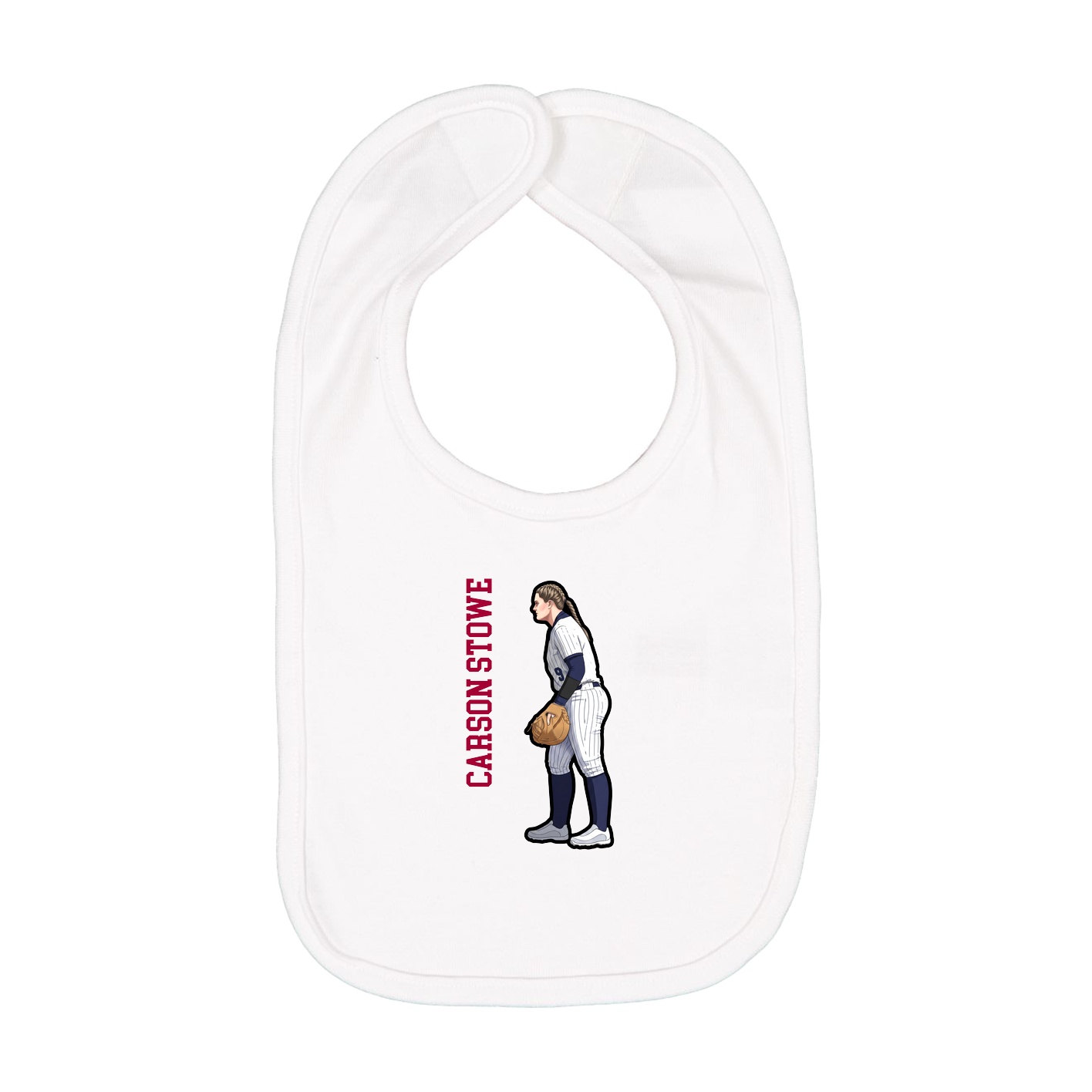 Infant Bib — Name Vertical in White