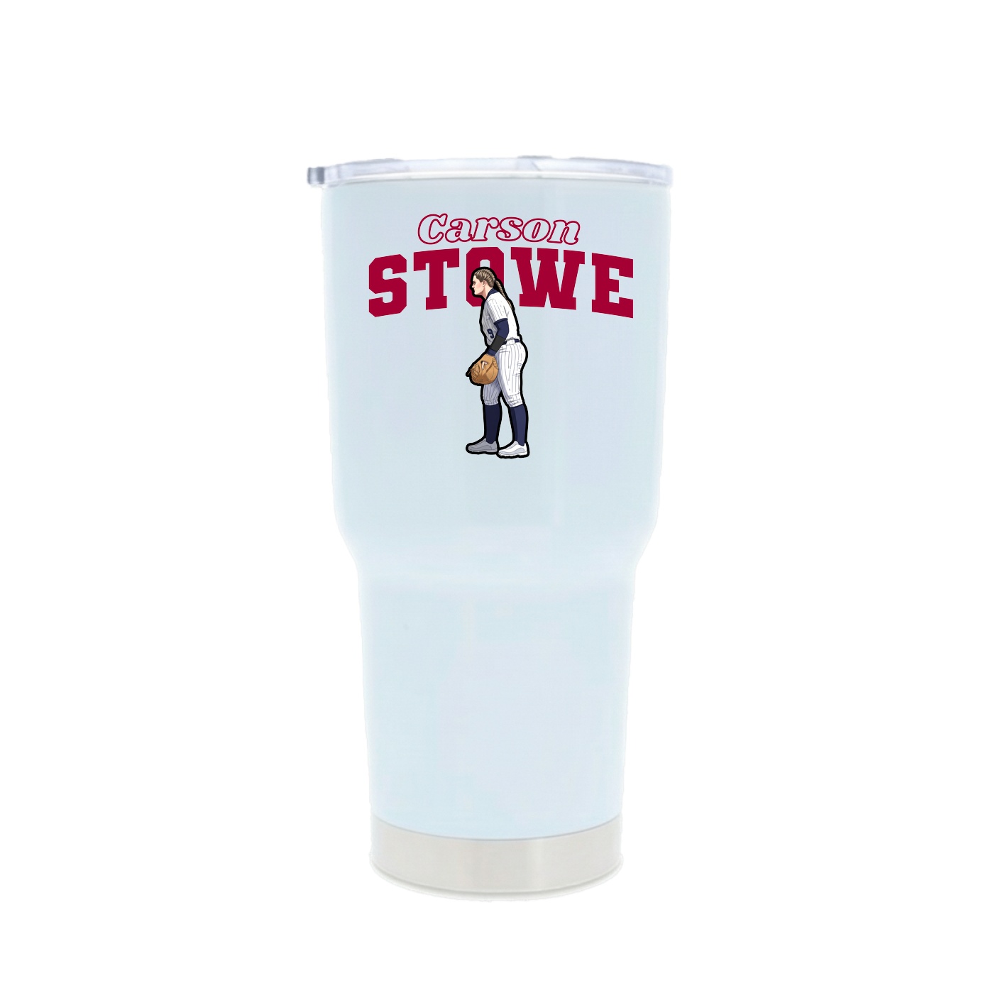 30oz Stainless Steel Tumbler — Name Arch in White