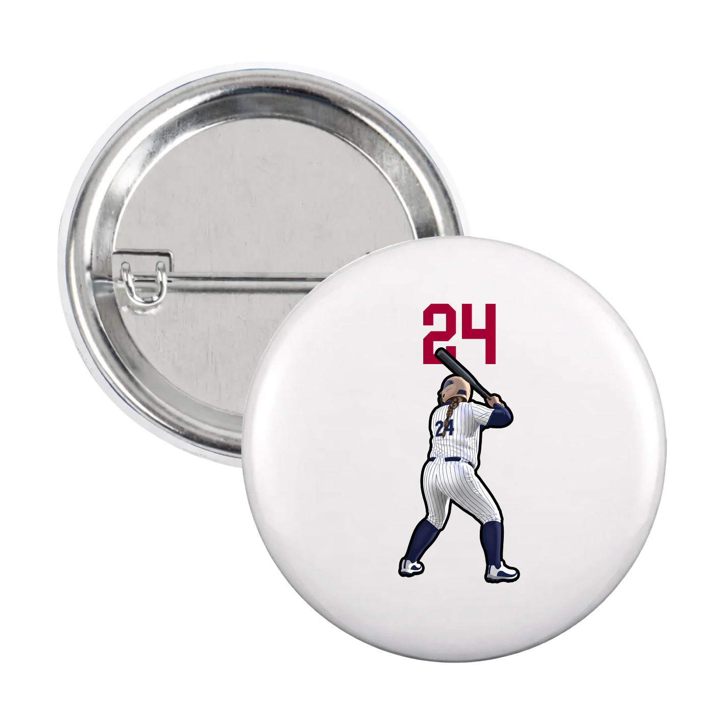 Game Day Button — Number Top in White