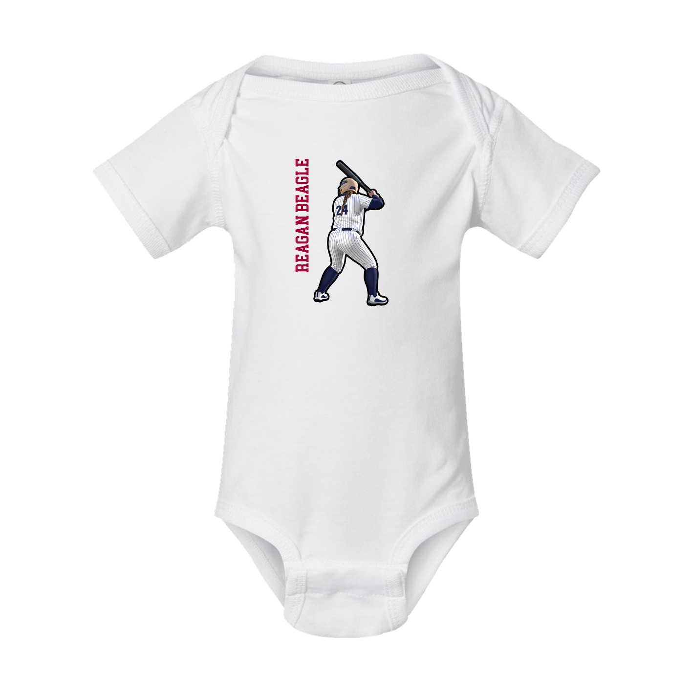 Baby Onesie — Name Vertical in White