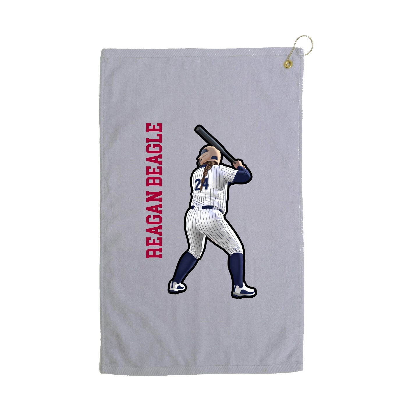 Golf Towel — Name Vertical in Grey