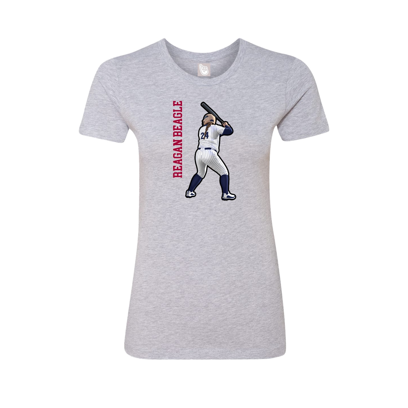 Fitted Women's Tee — Name Vertical in Grey