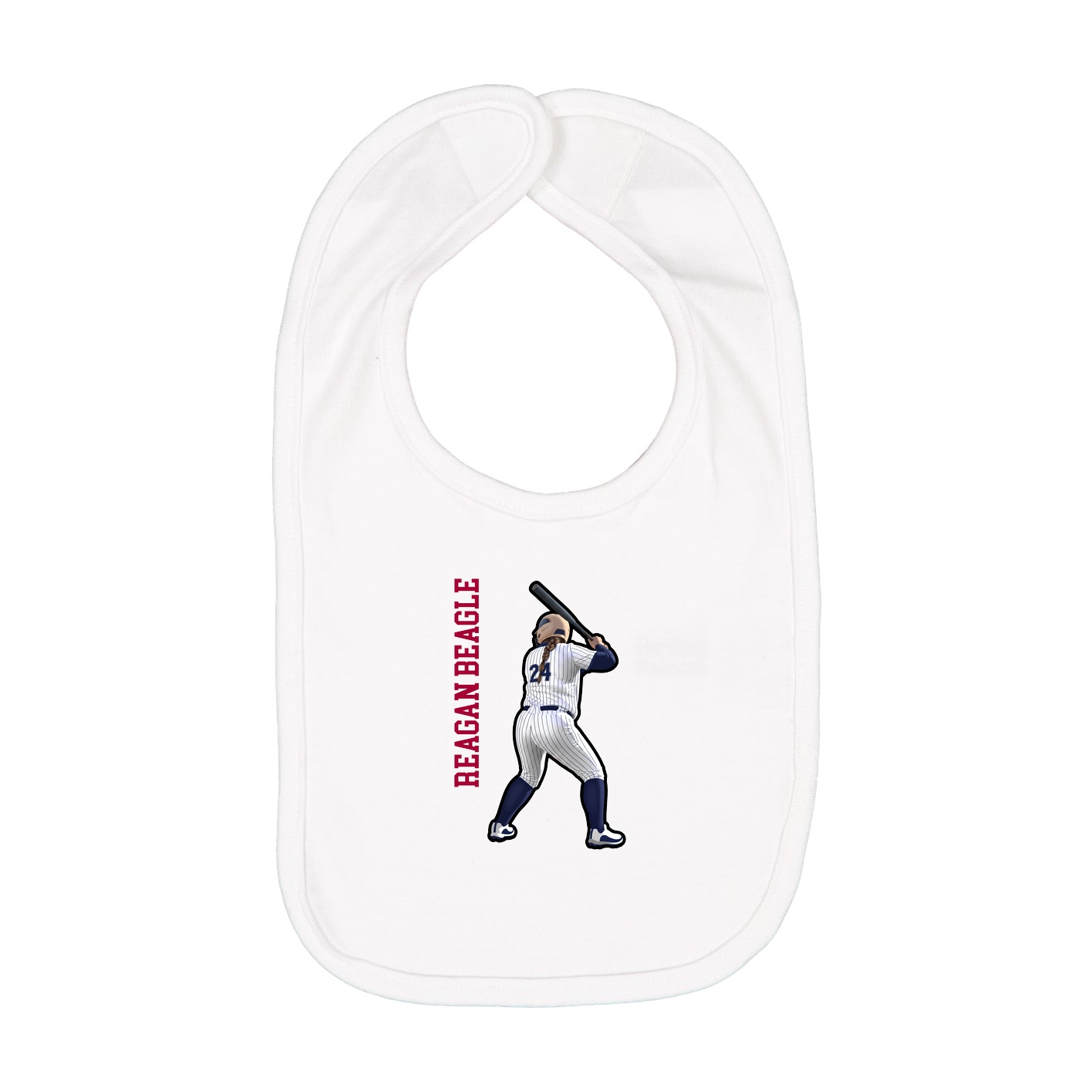 Infant Bib — Name Vertical in White