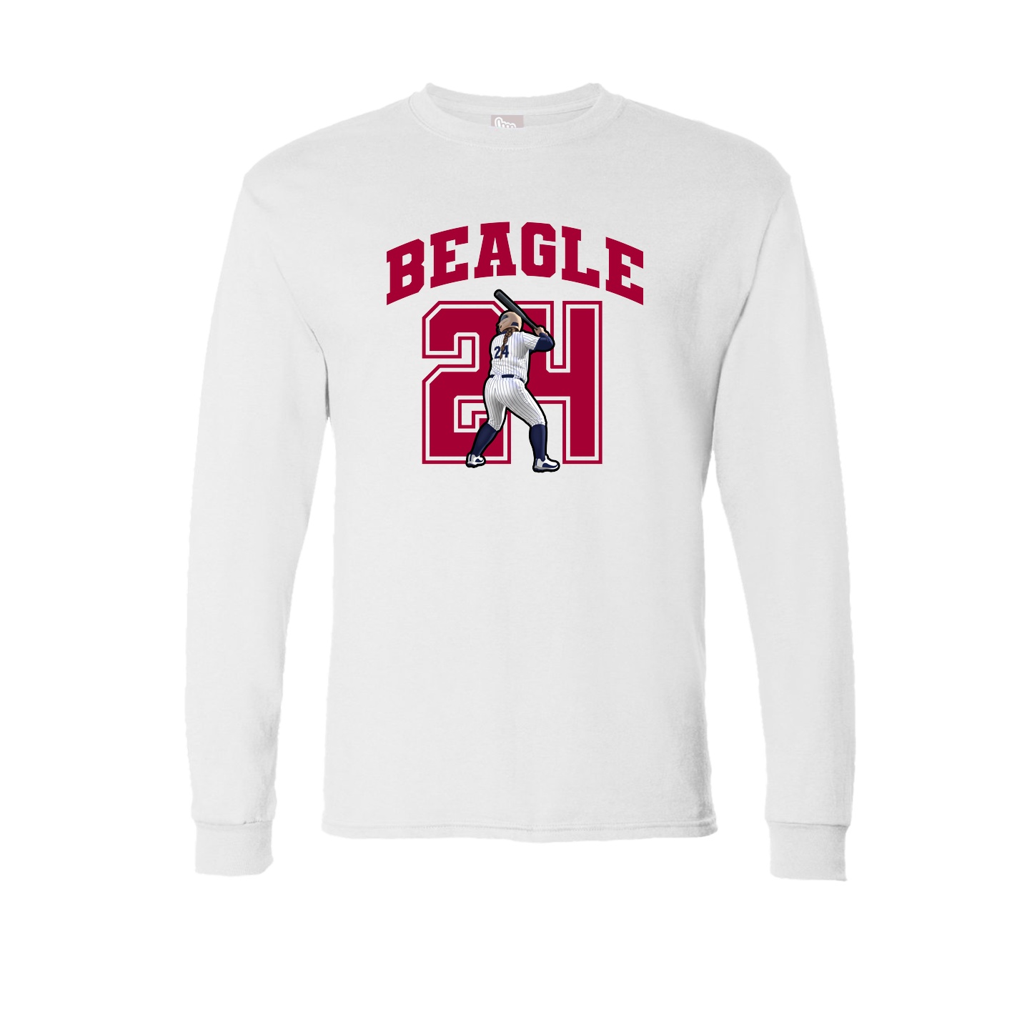 Long Sleeve Tee — Number in White