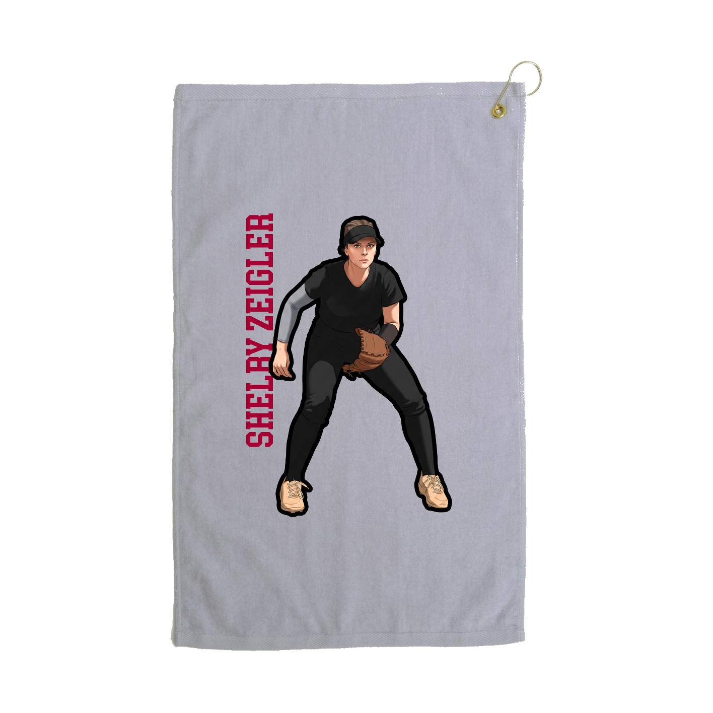 Golf Towel — Name Vertical in Grey