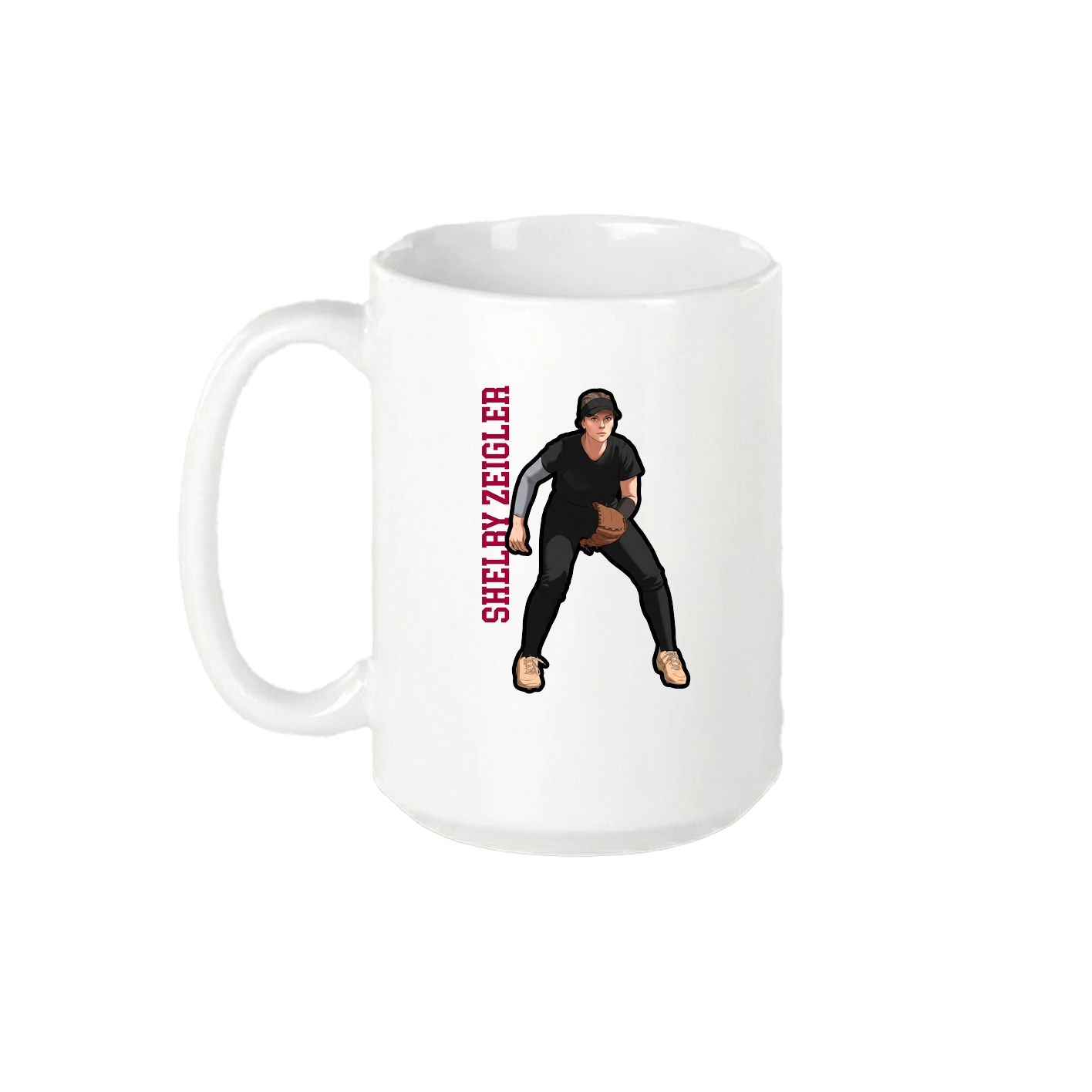 15oz Coffee Mug — Name Vertical in White