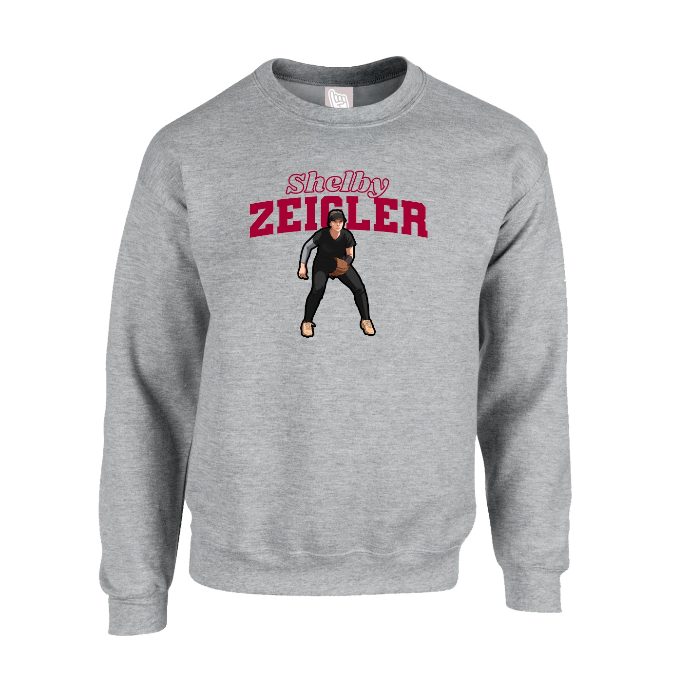 Fleece Crew — Name Arch in Grey