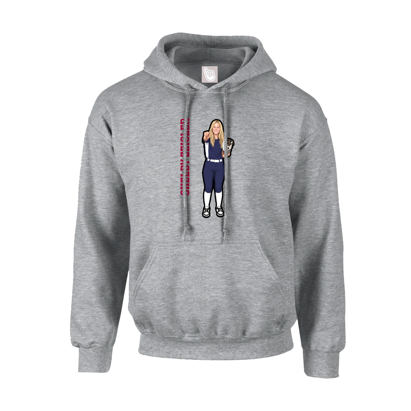 Youth Hoodie — Name Vertical in Grey