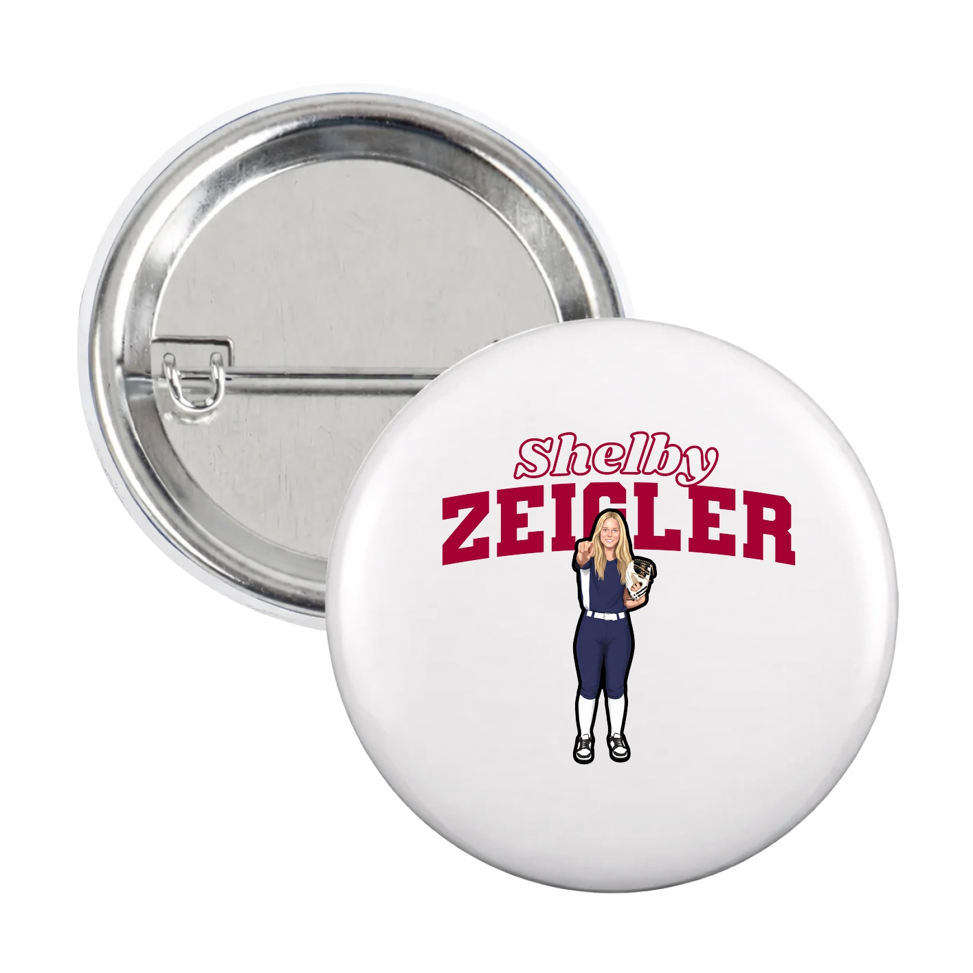 Game Day Button — Name Arch in White
