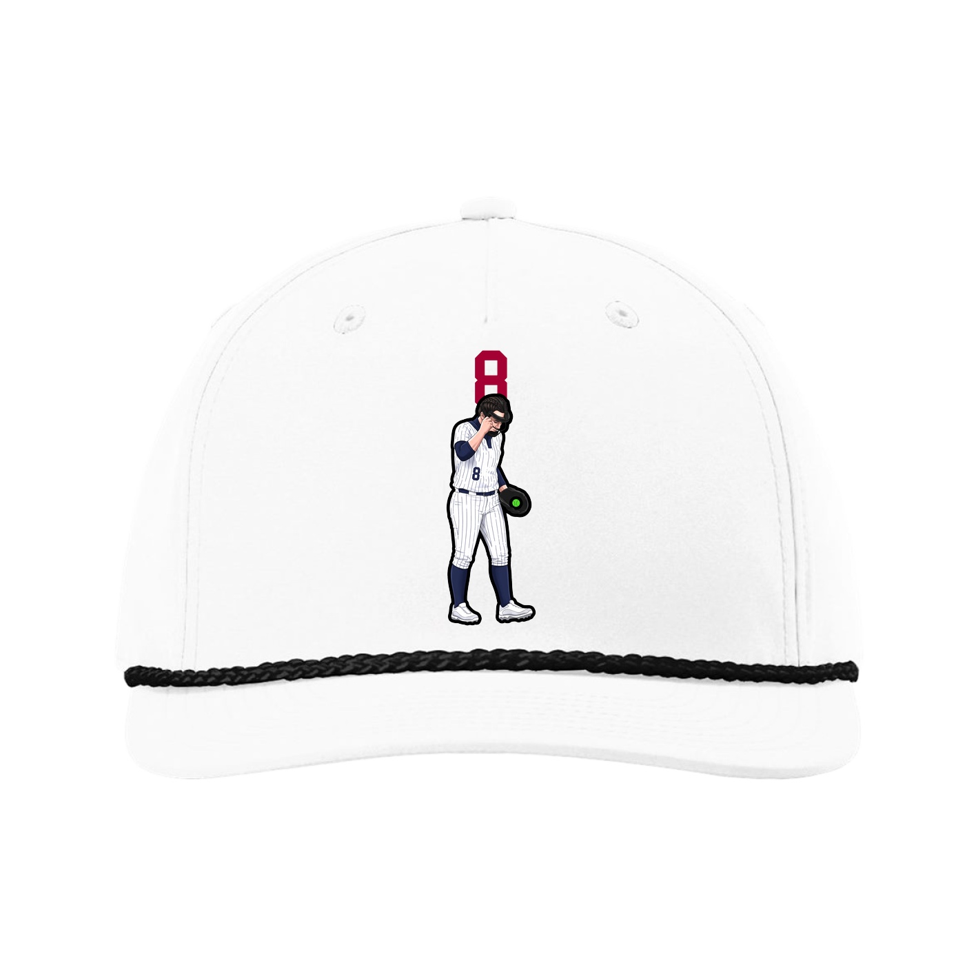 Five-Panel Classic Rope Cap — Number Top in White
