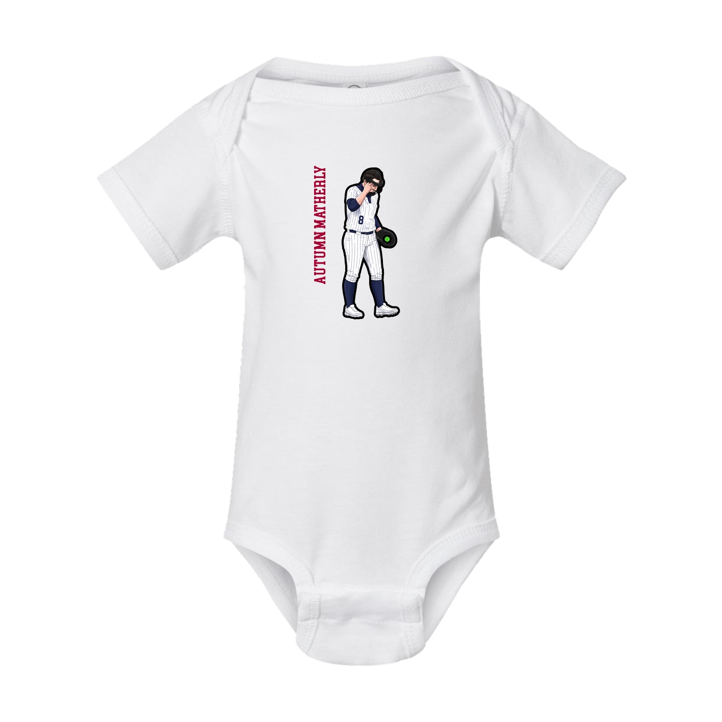 Baby Onesie — Name Vertical in White