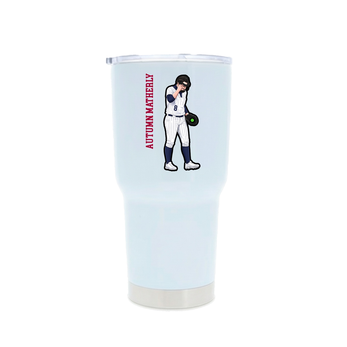 30oz Stainless Steel Tumbler — Name Vertical in White