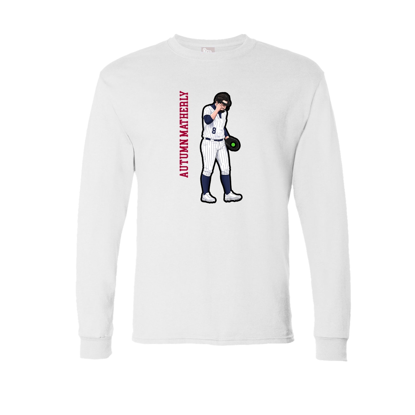 Long Sleeve Tee — Name Vertical in White