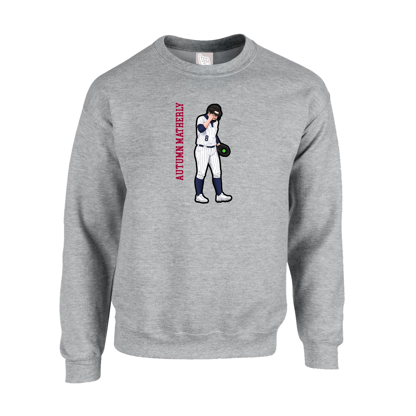 Fleece Crew — Name Vertical in Grey