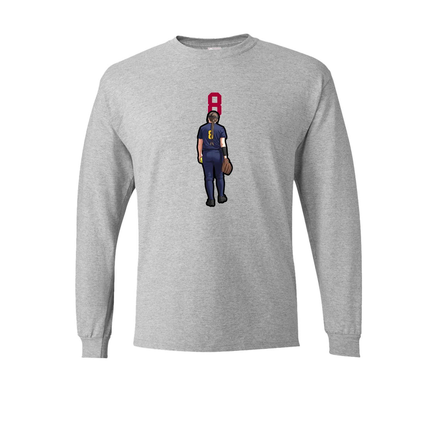 Long Sleeve Tee — Number Top in Grey