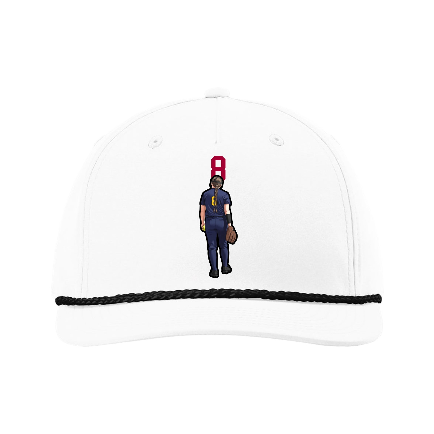 Five-Panel Classic Rope Cap — Number Top in White