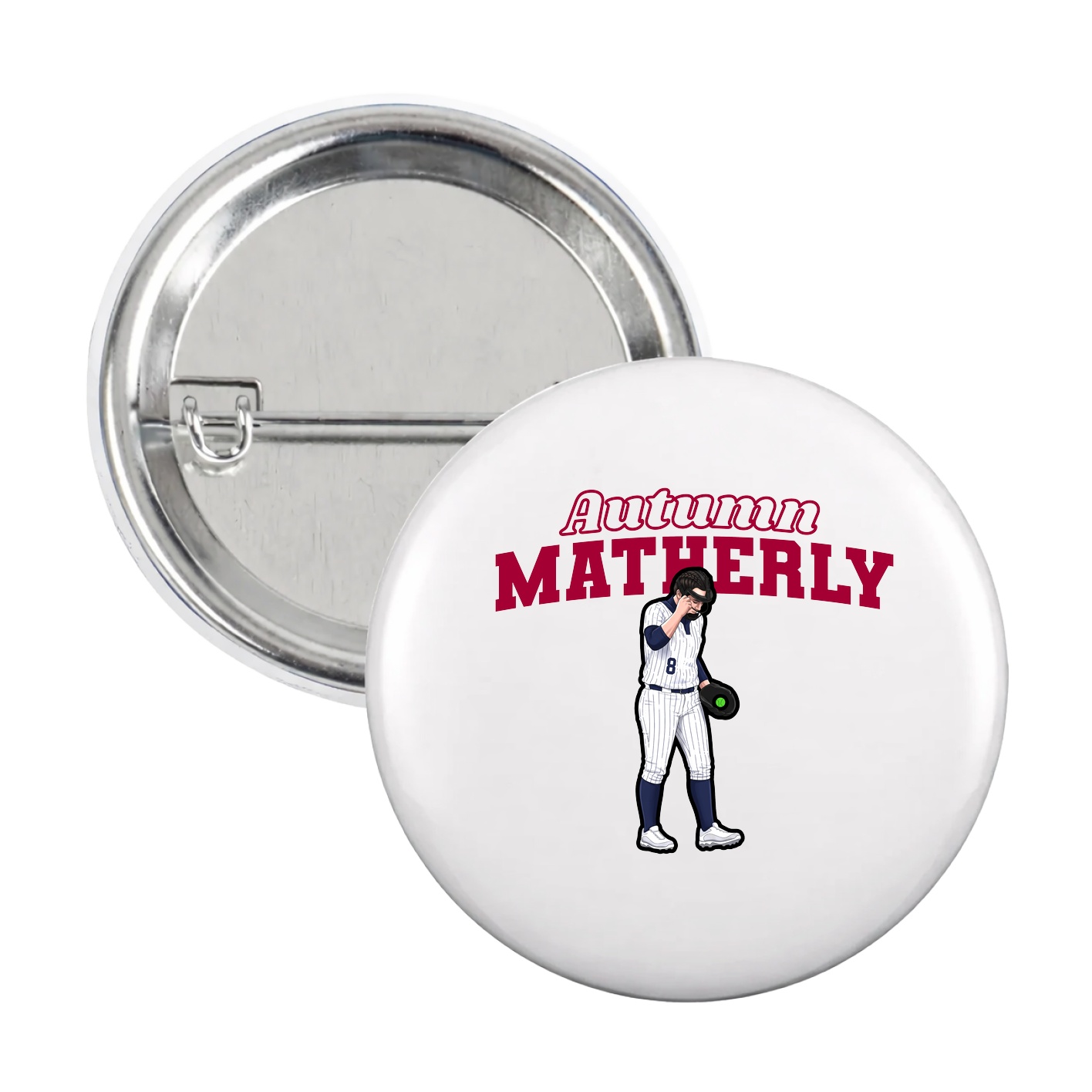 Game Day Button — Name Arch in White
