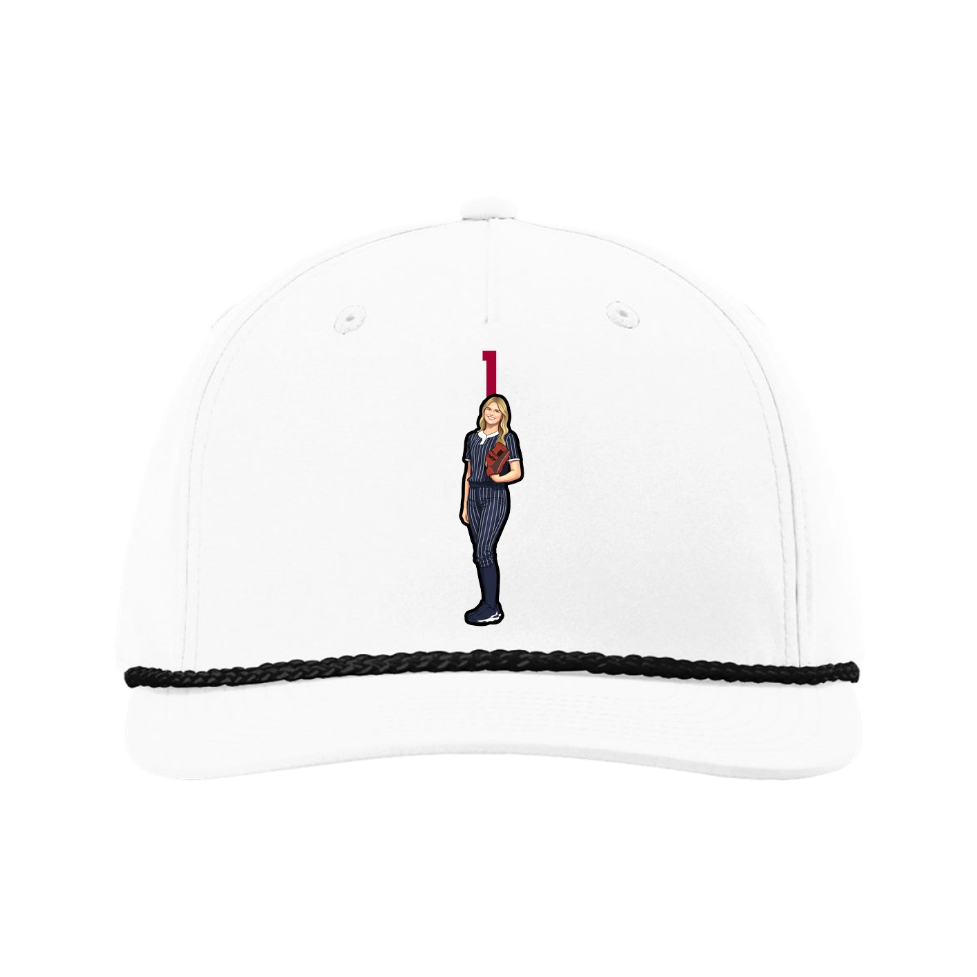 Five-Panel Classic Rope Cap — Number Top in White