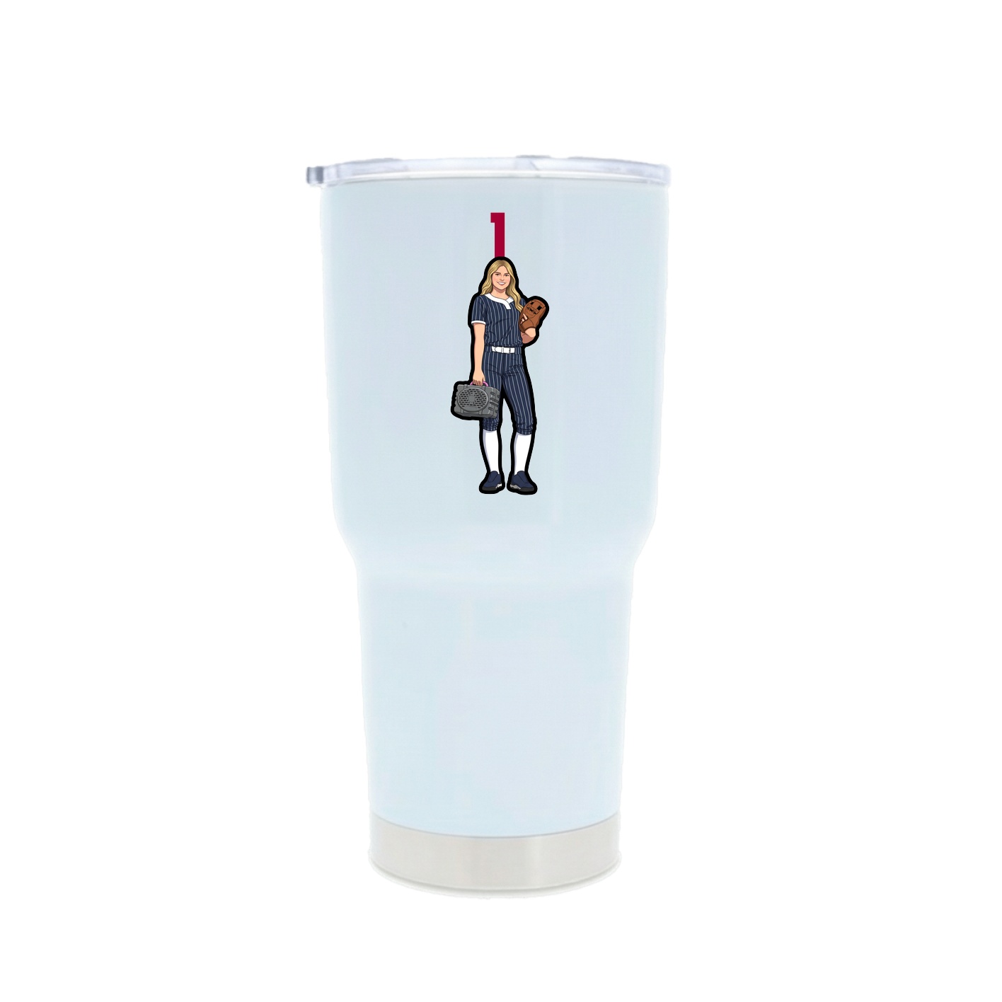 30oz Stainless Steel Tumbler — Number Top in White