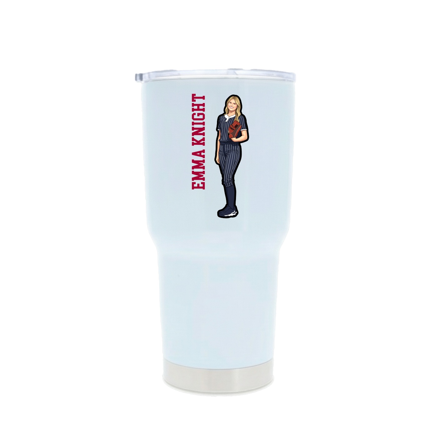 30oz Stainless Steel Tumbler — Name Vertical in White