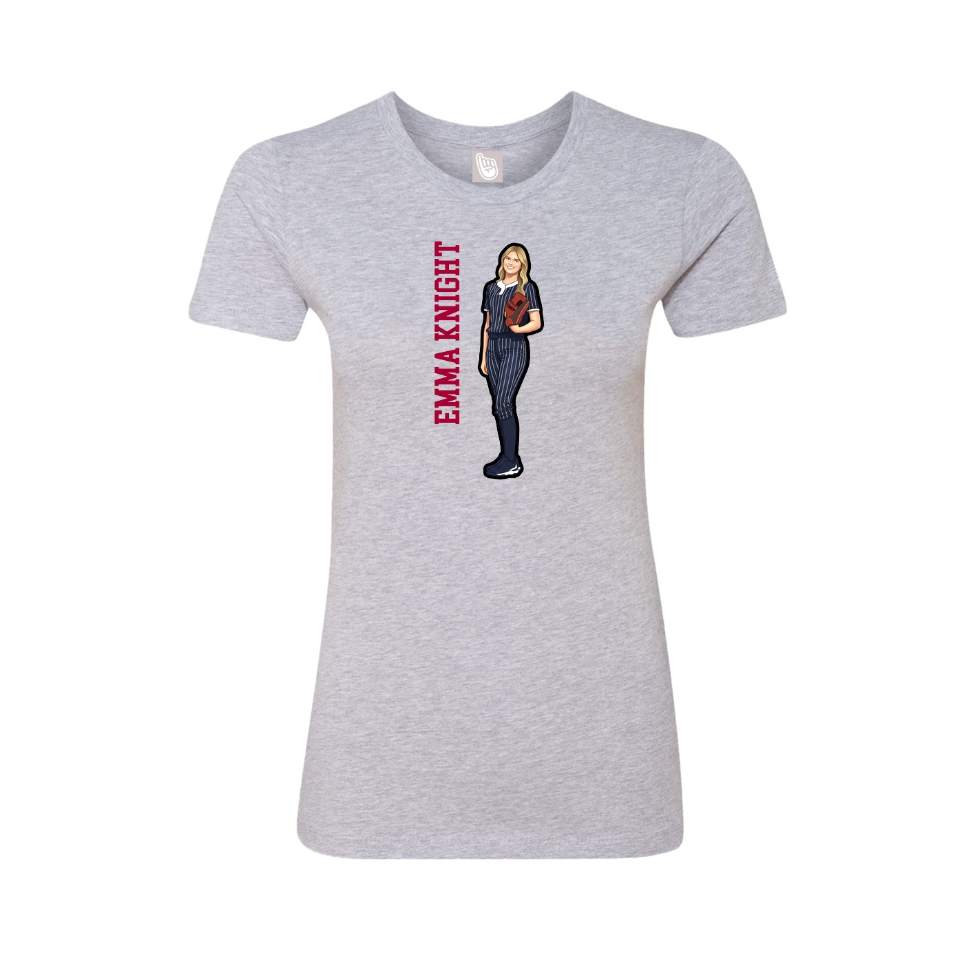 Fitted Women's Tee — Name Vertical in Grey